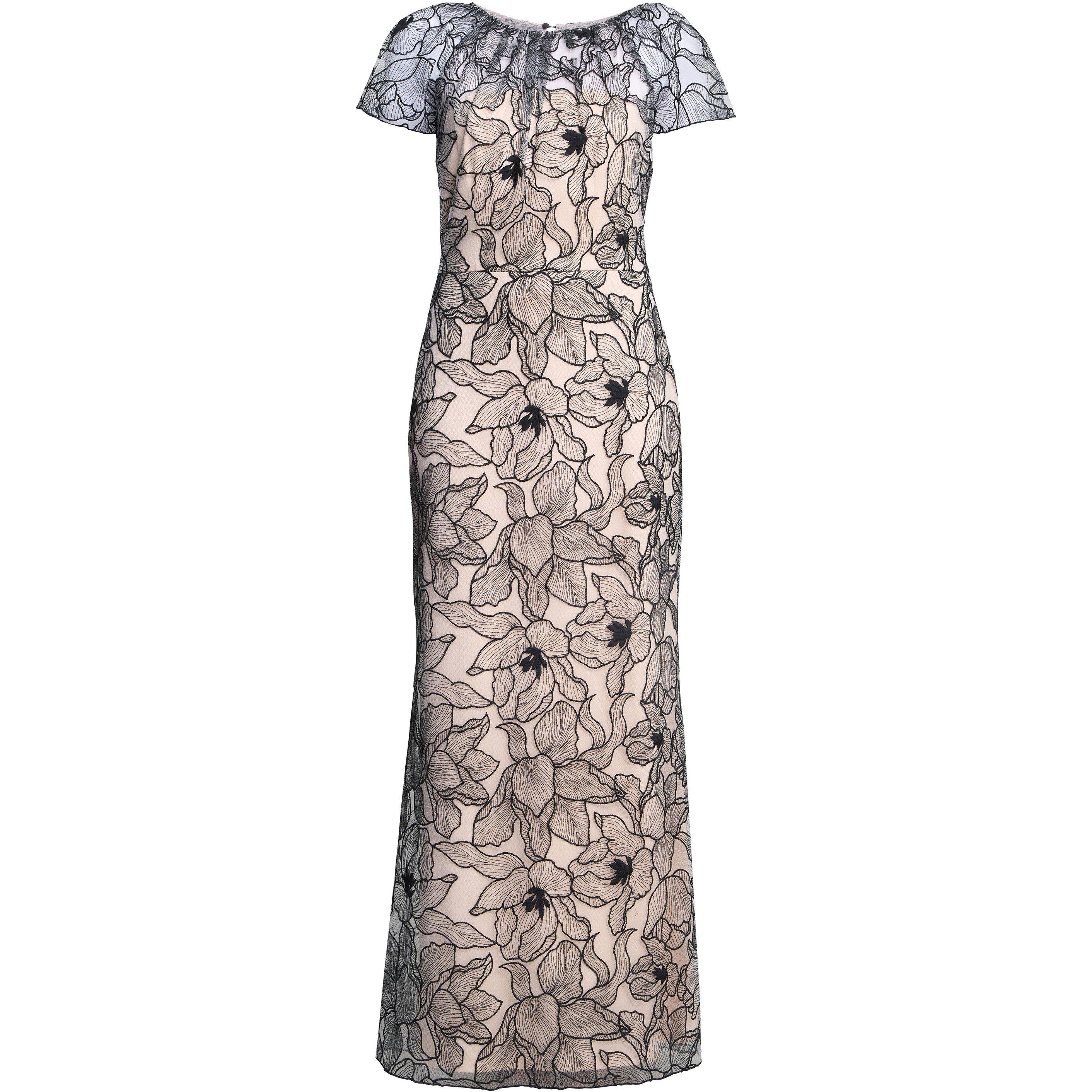 Black / White - Gina Bacconi - Marie-Claire Floral Mesh Maxi Dress - 1