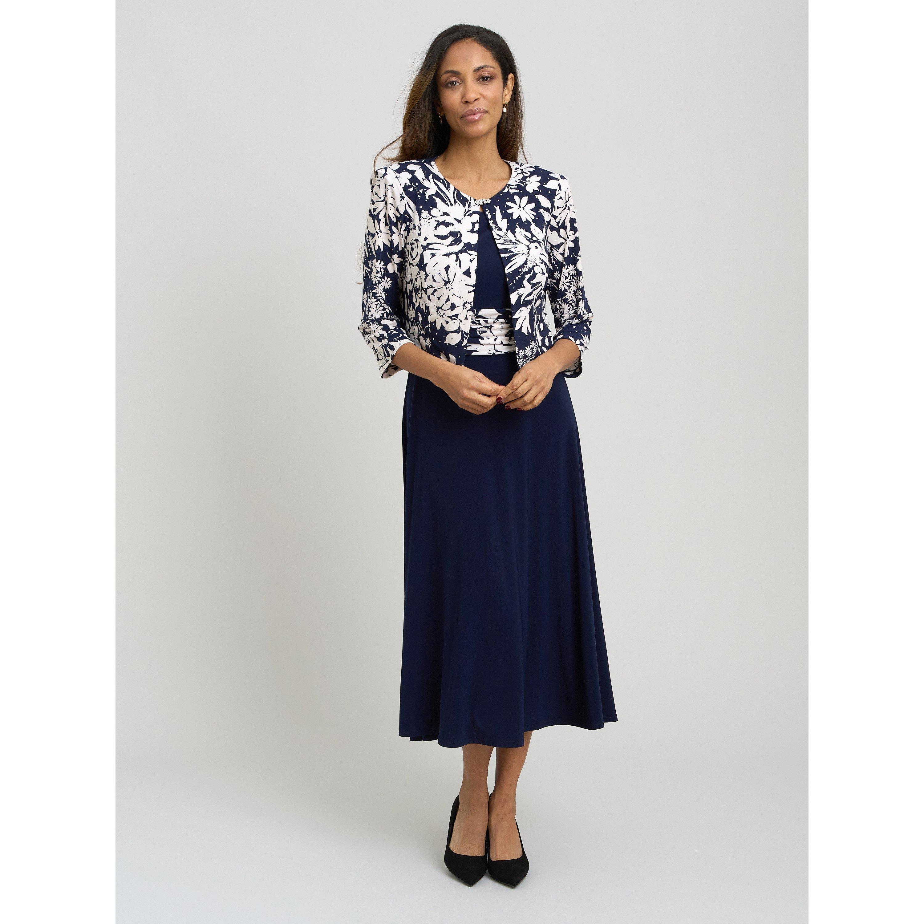 Navy - Gina Bacconi - Nell Stretch Jersey Dress & Jacket - 2