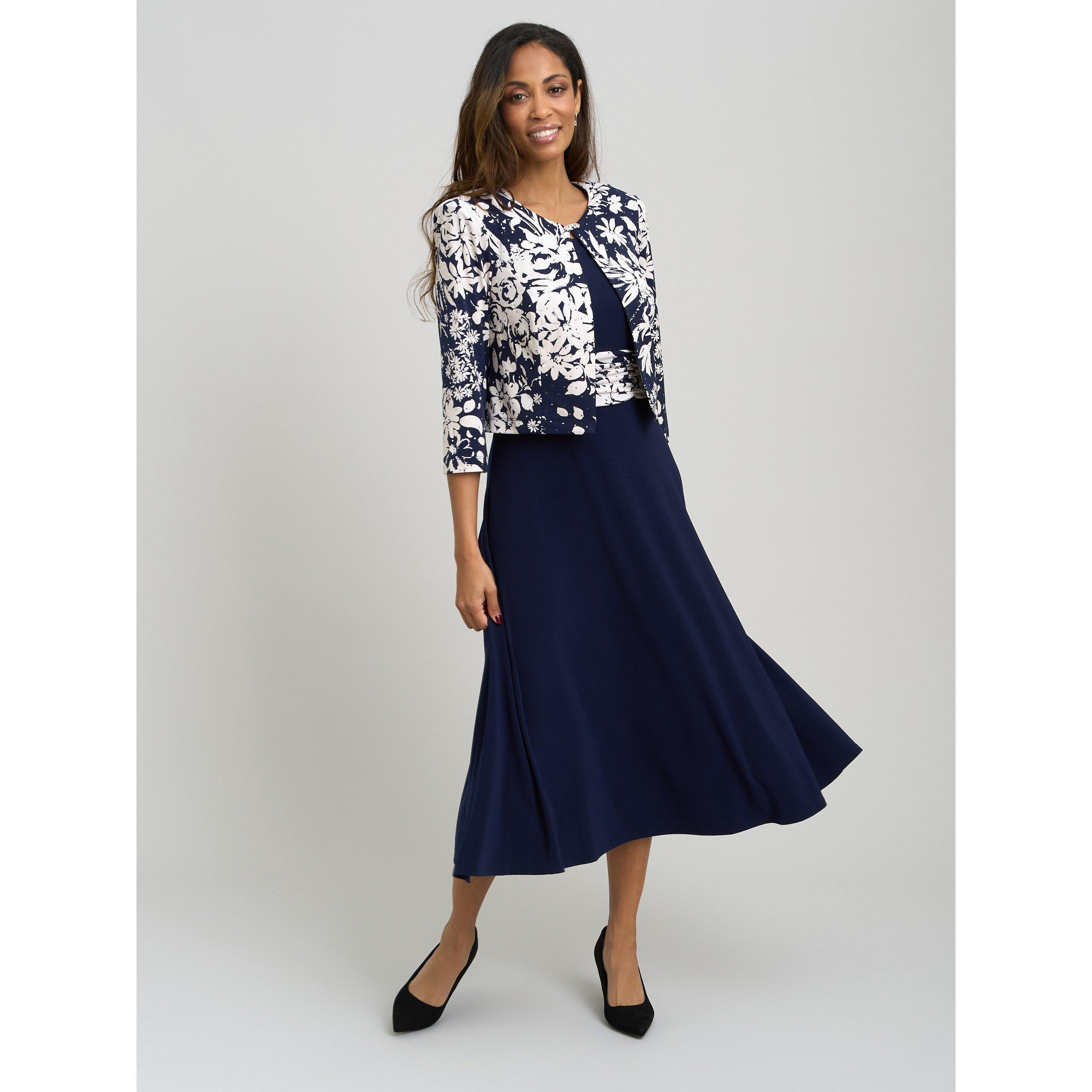 Navy - Gina Bacconi - Nell Stretch Jersey Dress & Jacket - 4