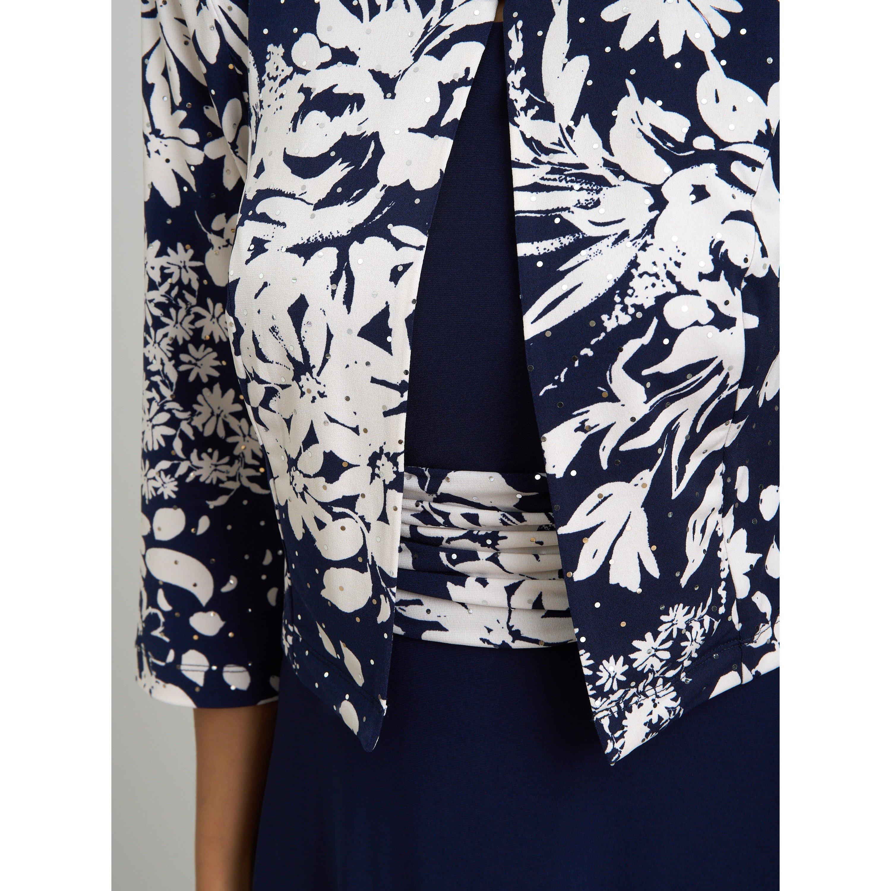 Navy - Gina Bacconi - Nell Stretch Jersey Dress & Jacket - 5