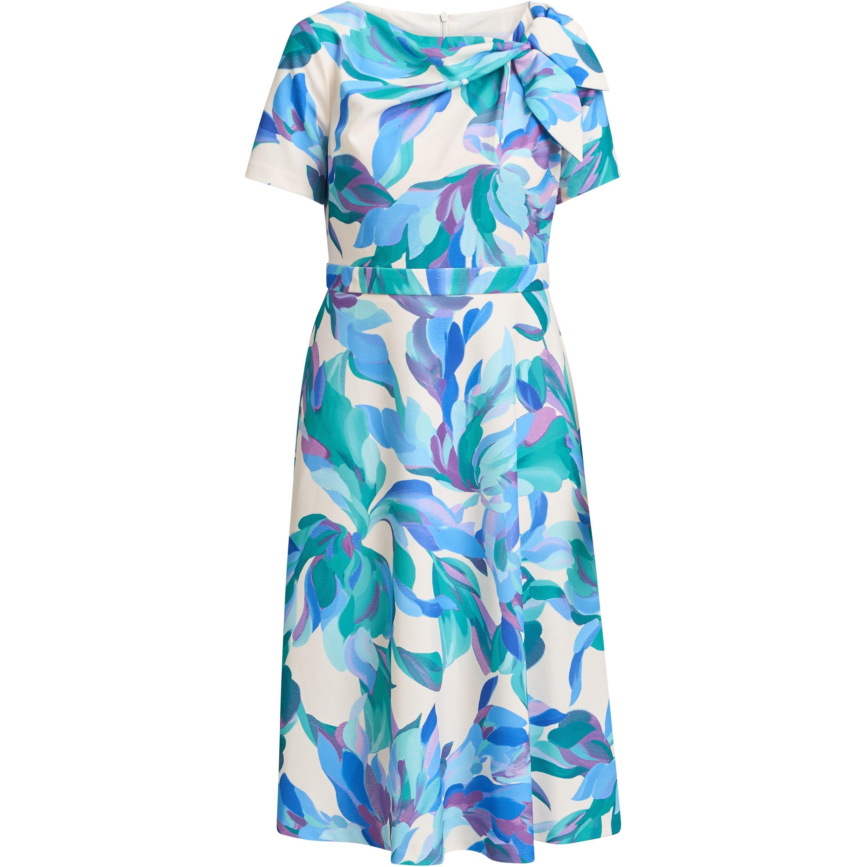 Blue / Multi - Gina Bacconi - Parker Tie Neck Print Dress - 1