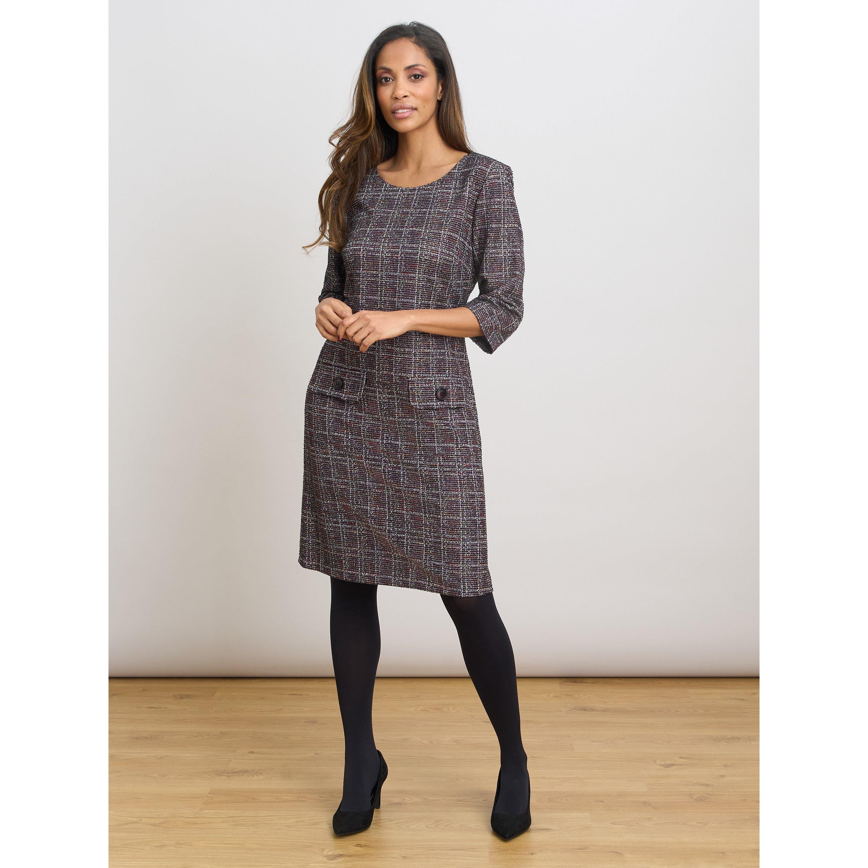 Aubergine - Gina Bacconi - Janine Textured Shift Dress - 3