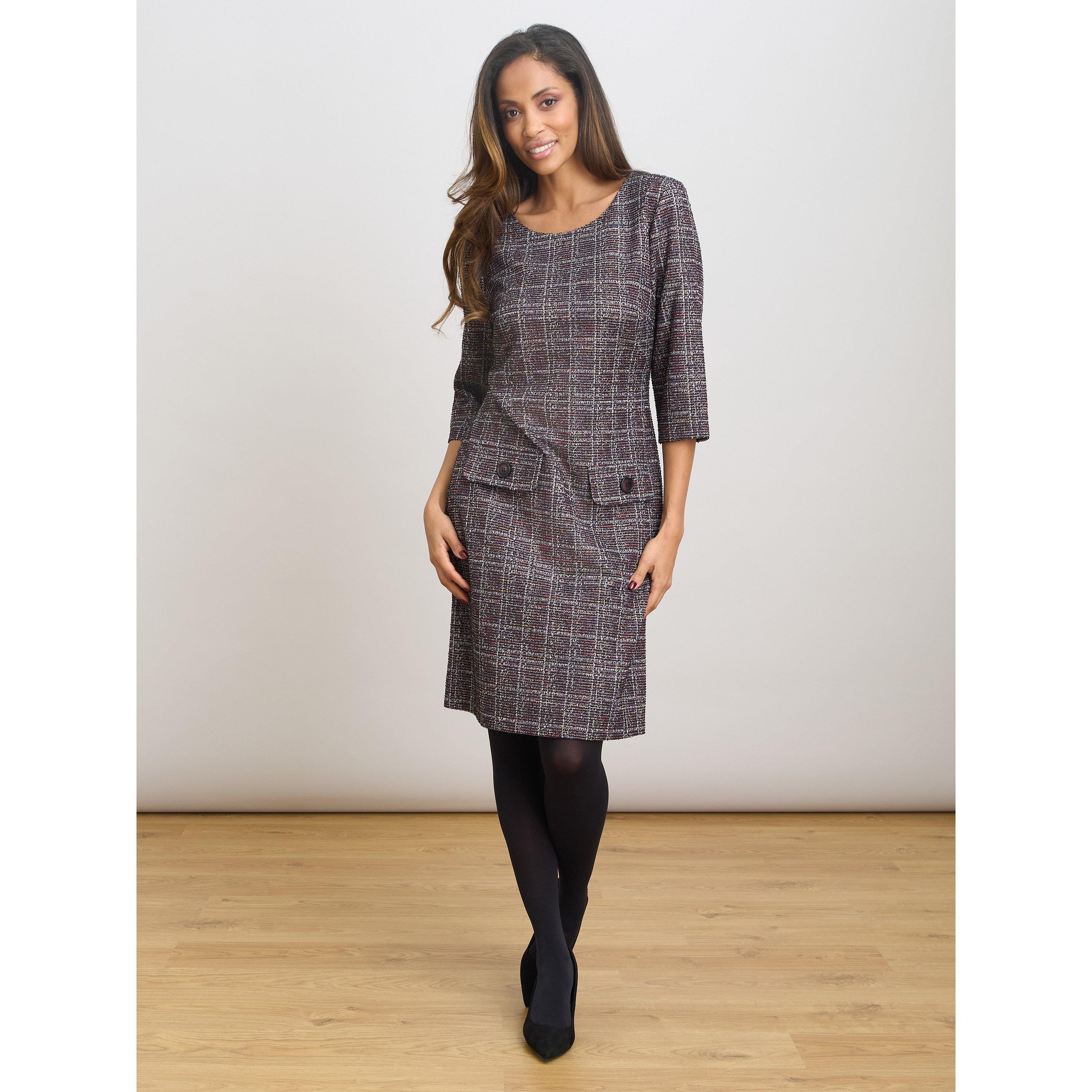 Aubergine - Gina Bacconi - Janine Textured Shift Dress - 6