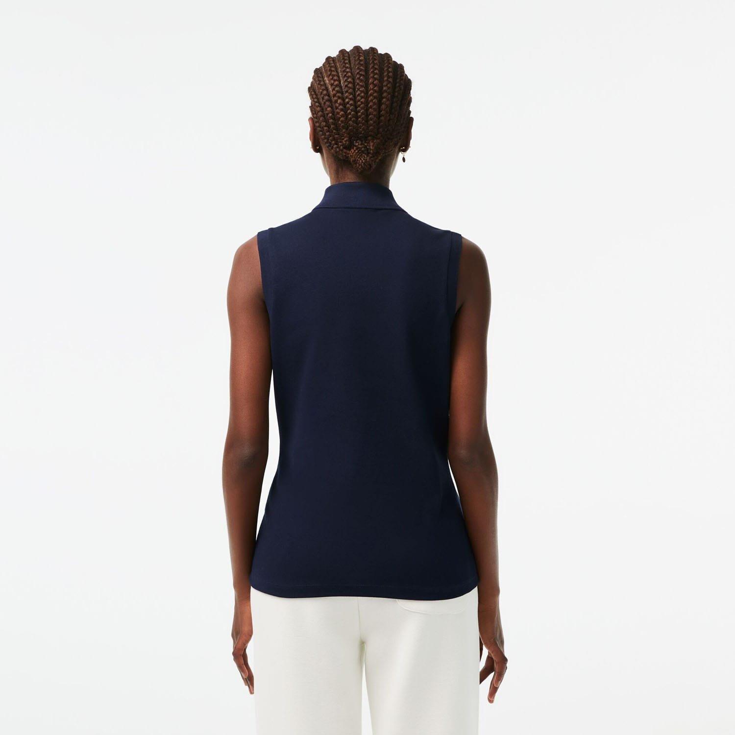 Navy - Lacoste - Slim Fit L.12.D Sleeveless Stretch Polo Shirt - 2