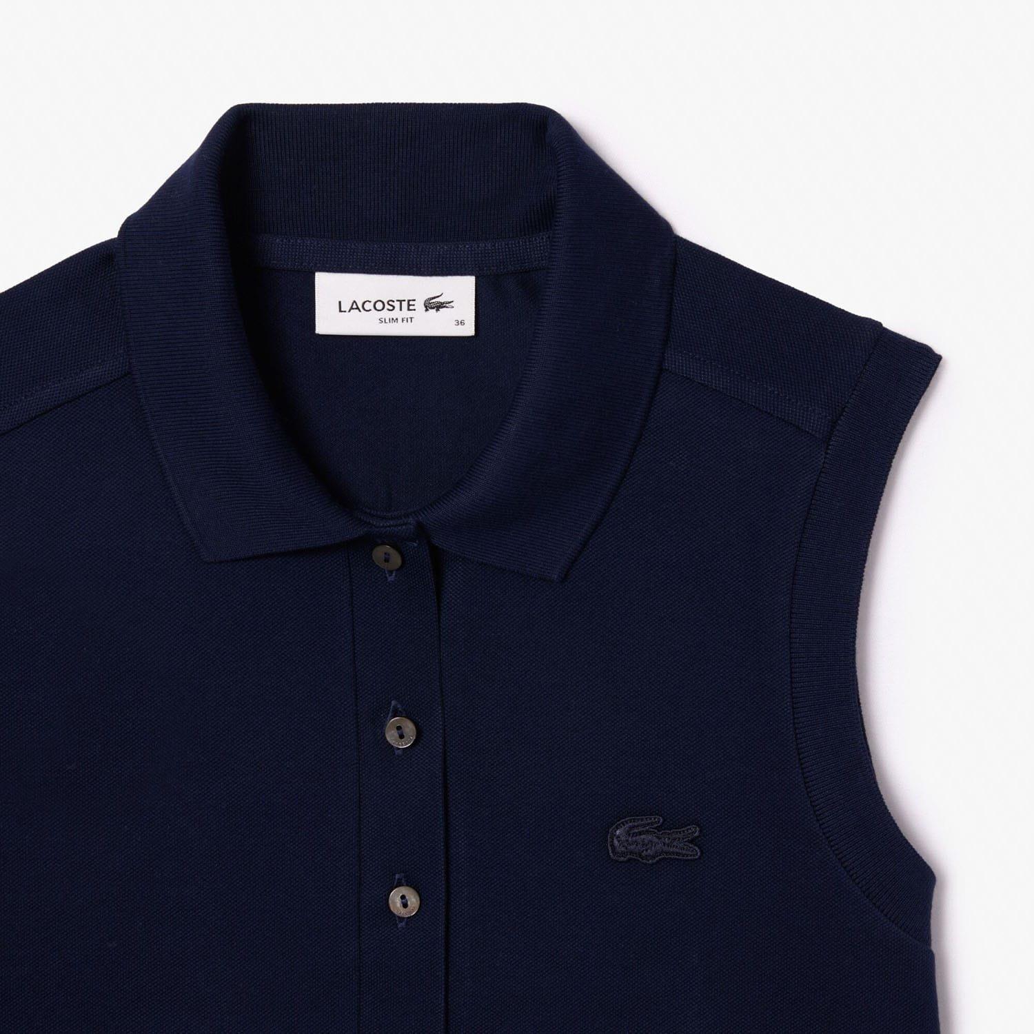 Navy - Lacoste - Slim Fit L.12.D Sleeveless Stretch Polo Shirt - 5