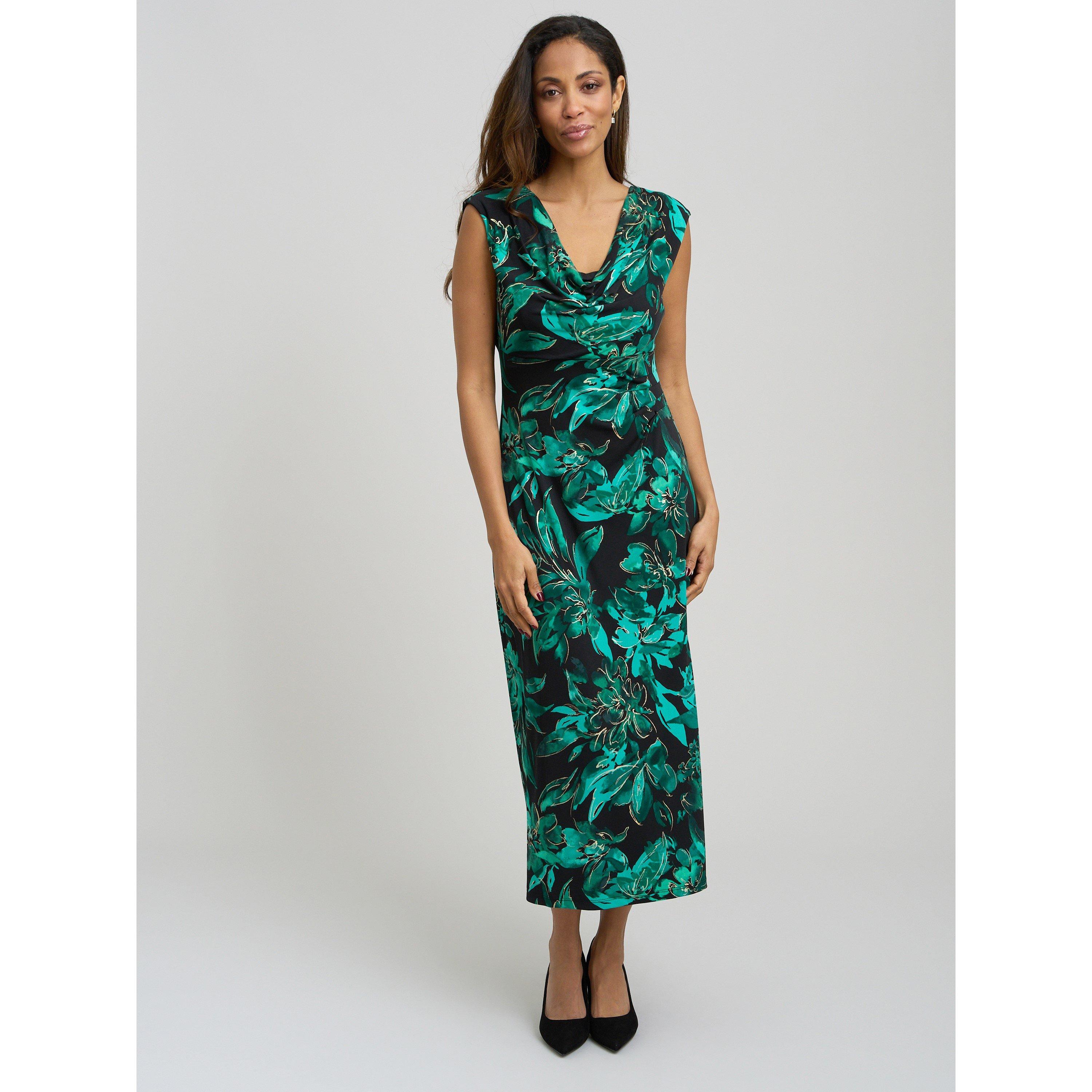 Green / Multi - Gina Bacconi - Hatty Floral Cowl Neck Midi Dress - 1