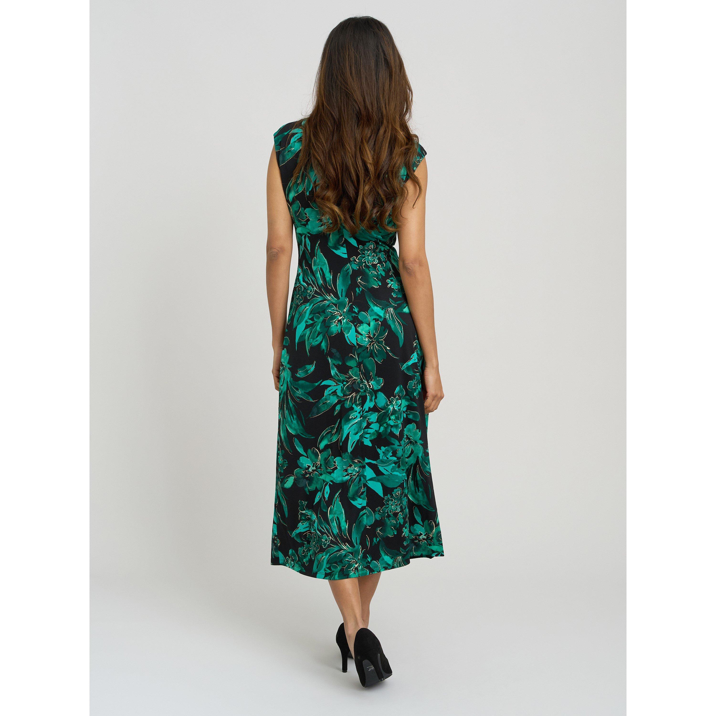 Green / Multi - Gina Bacconi - Hatty Floral Cowl Neck Midi Dress - 2