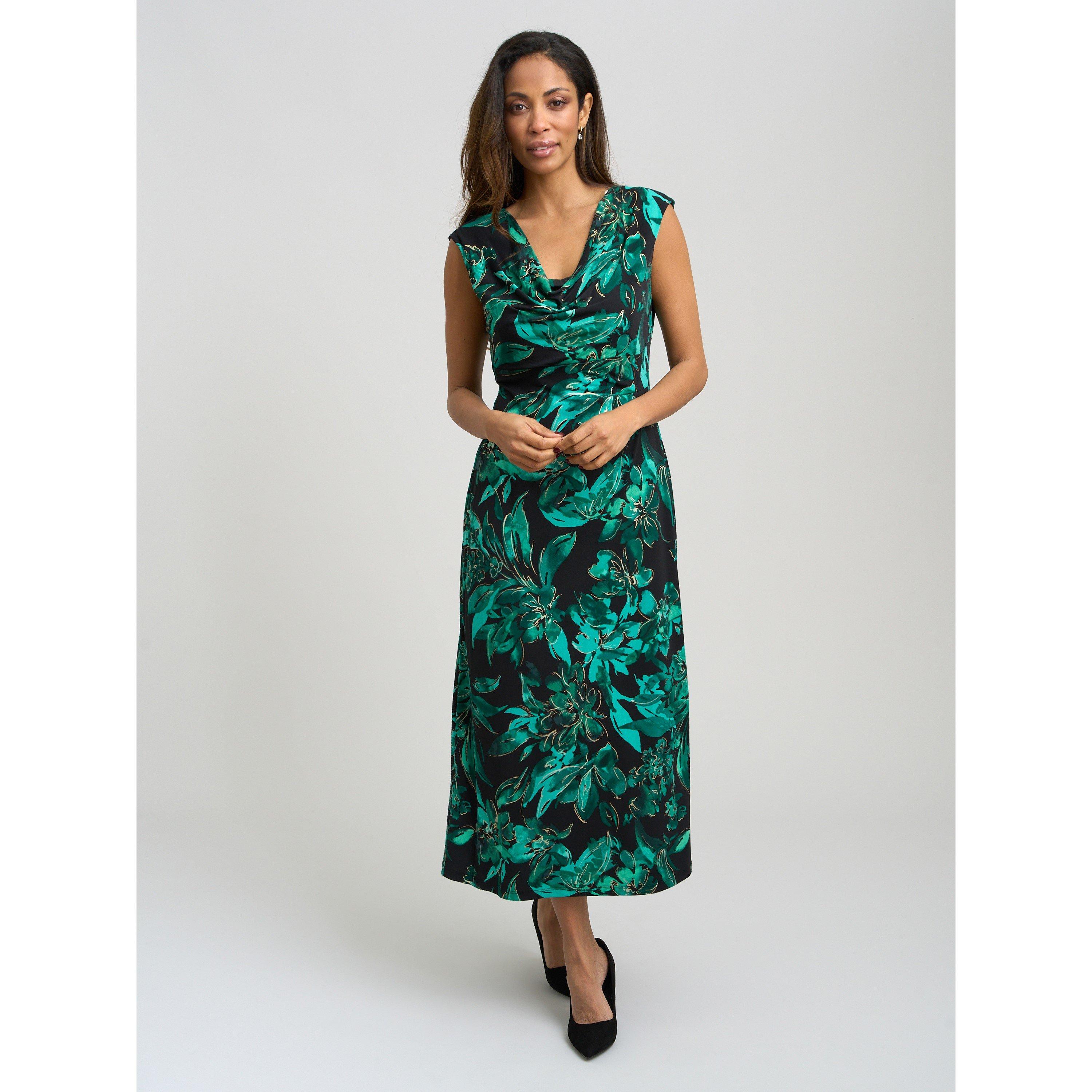 Green / Multi - Gina Bacconi - Hatty Floral Cowl Neck Midi Dress - 3