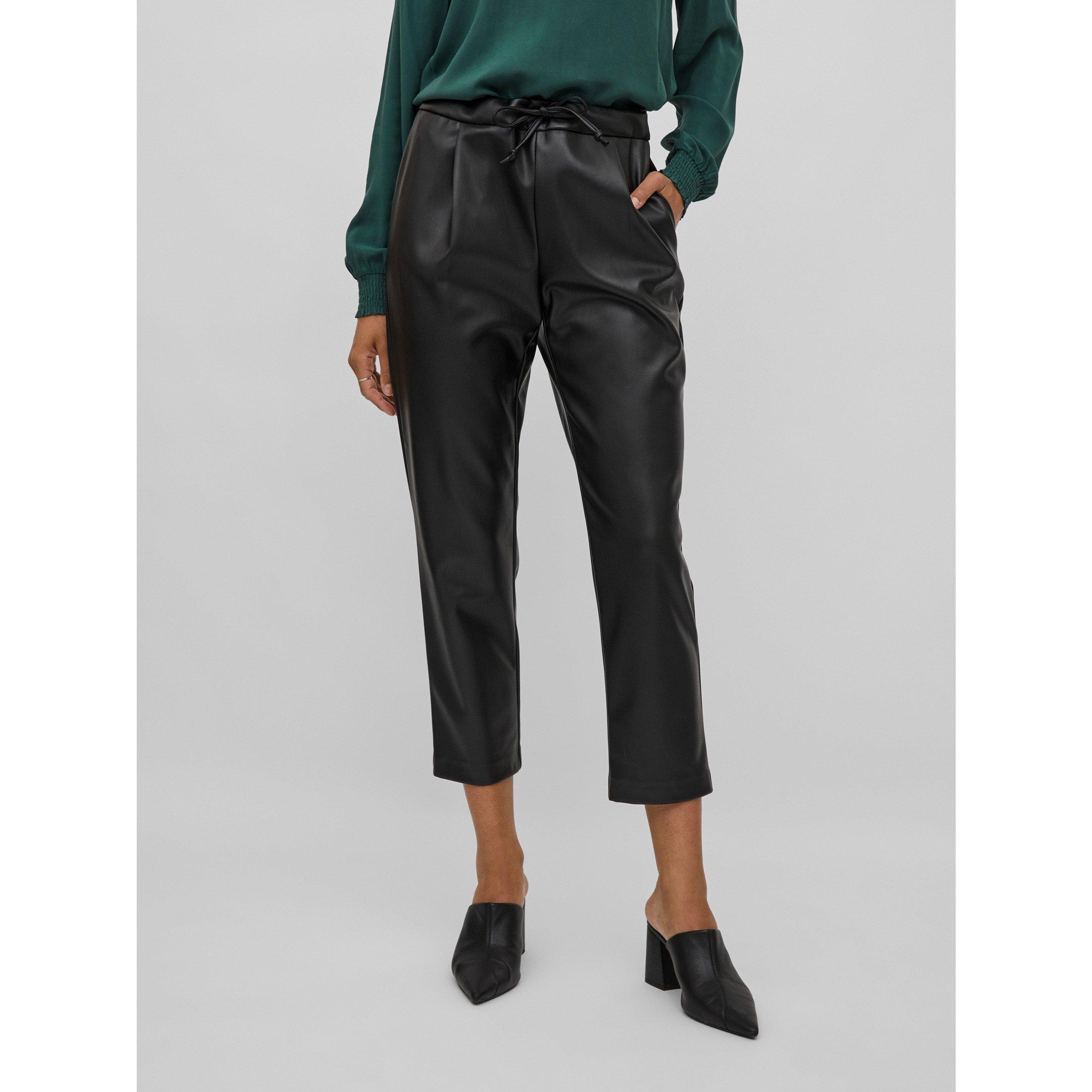 Zwart - Vila - Women's Nille Coated Leather Trousers - 2