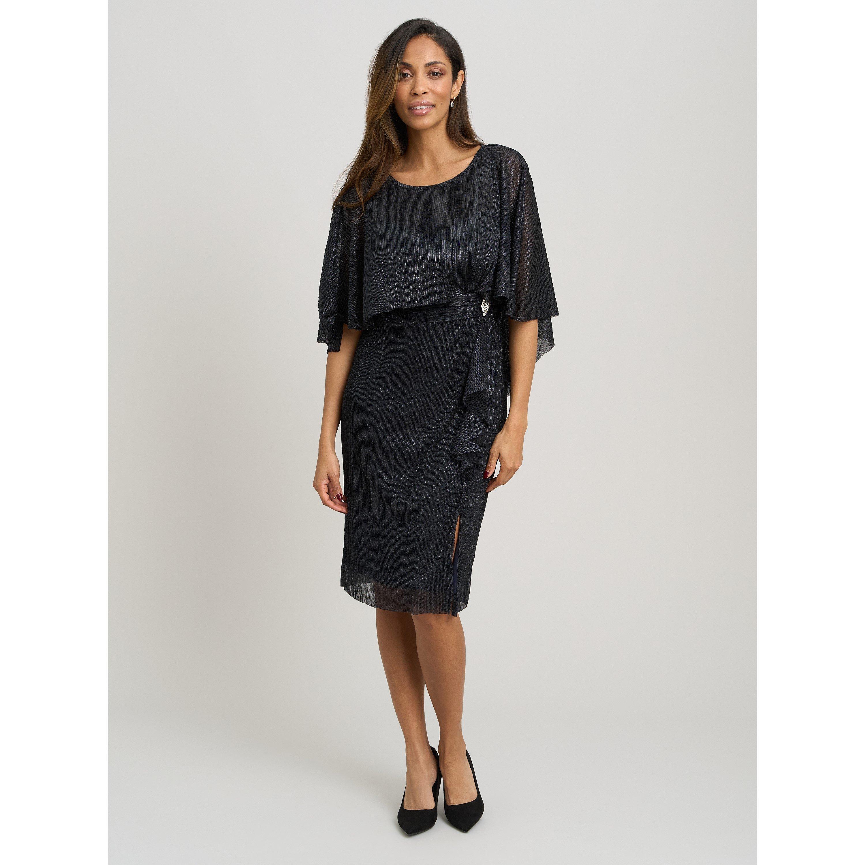 Black - Gina Bacconi - Diamante Trim Dress With Chiffon Sleeves - 6