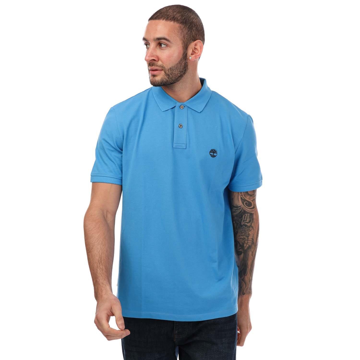 Blue - Timberland - Pique Short Sleeve Polo - 1