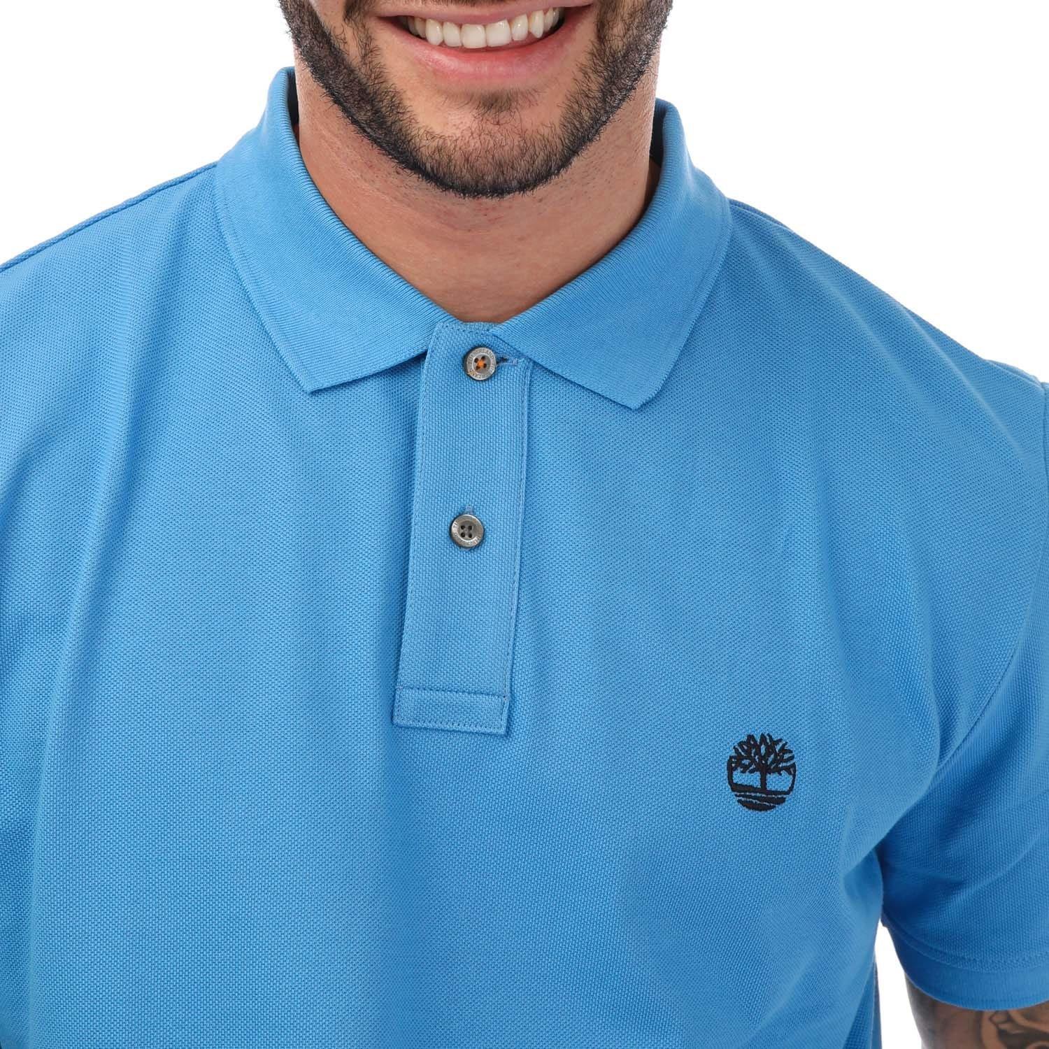 Blue - Timberland - Pique Short Sleeve Polo - 3