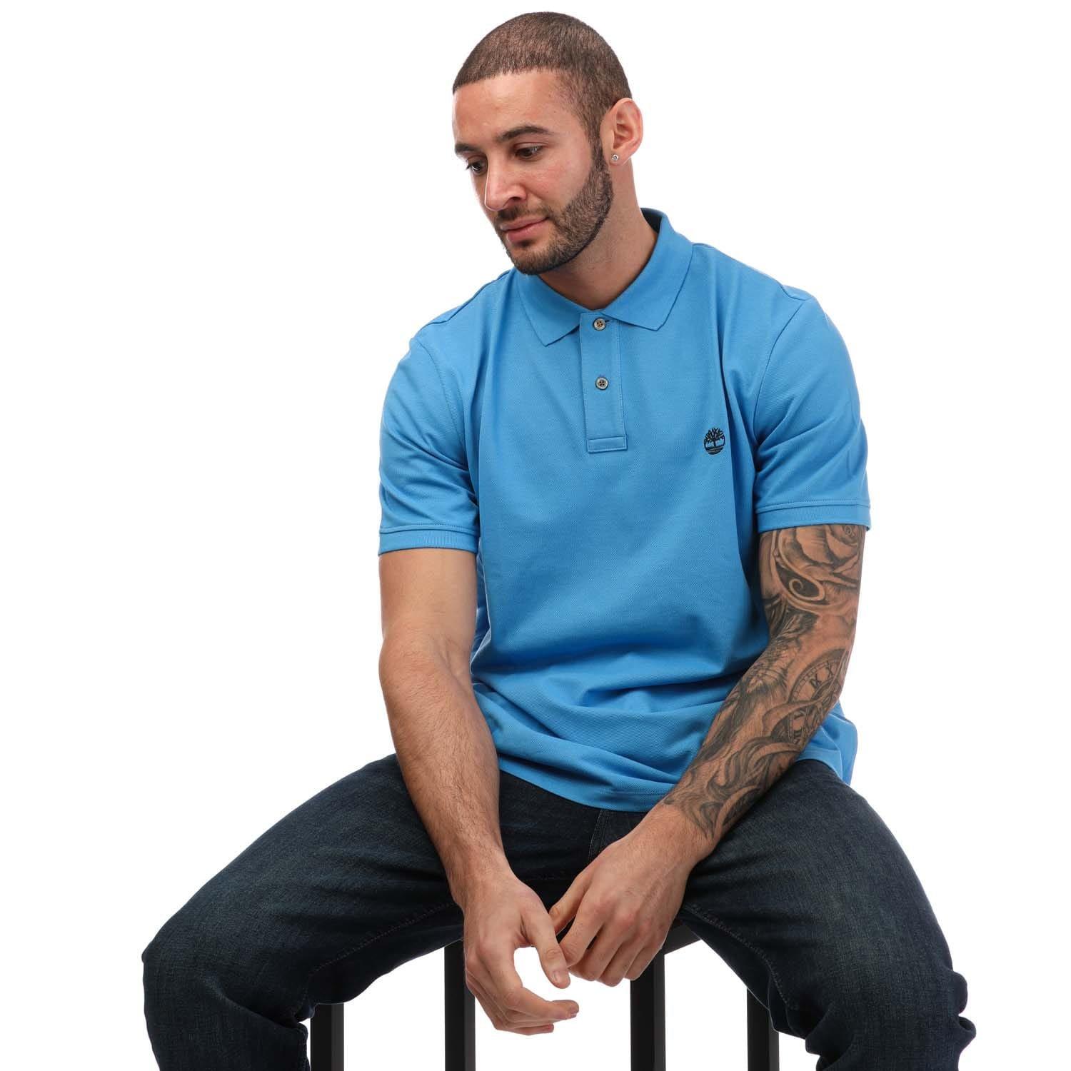 Blue - Timberland - Pique Short Sleeve Polo - 4