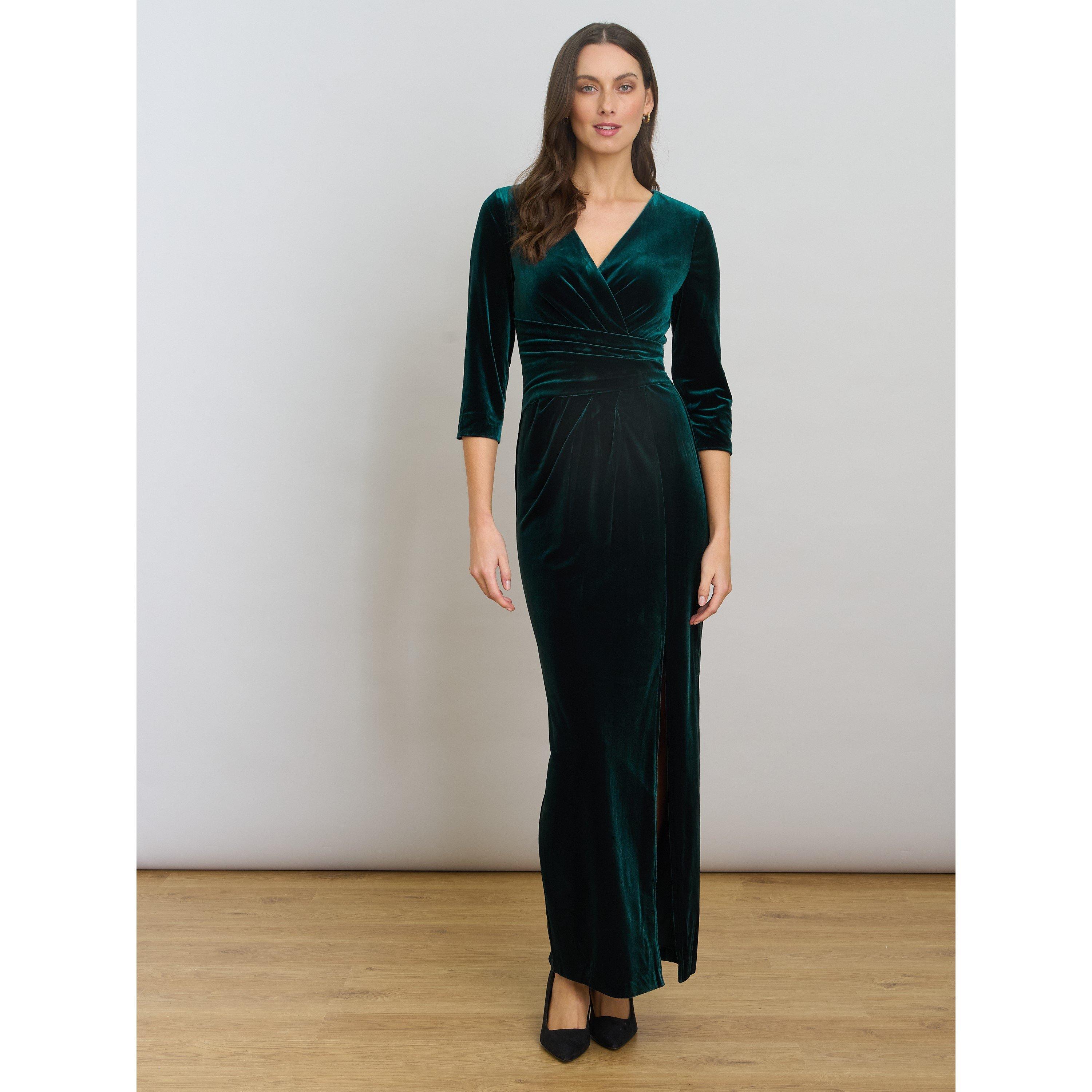 Forest - Gina Bacconi - Sissi Velvet Wrap Maxi Dress - 1