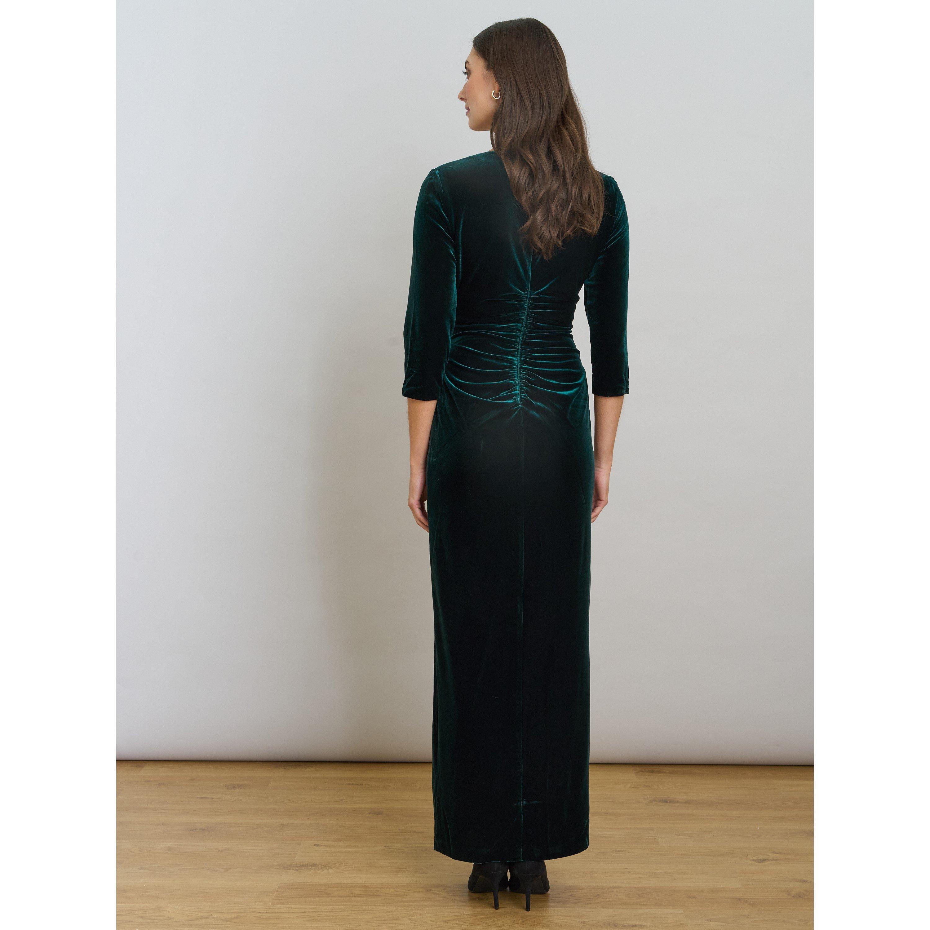 Forest - Gina Bacconi - Sissi Velvet Wrap Maxi Dress - 2