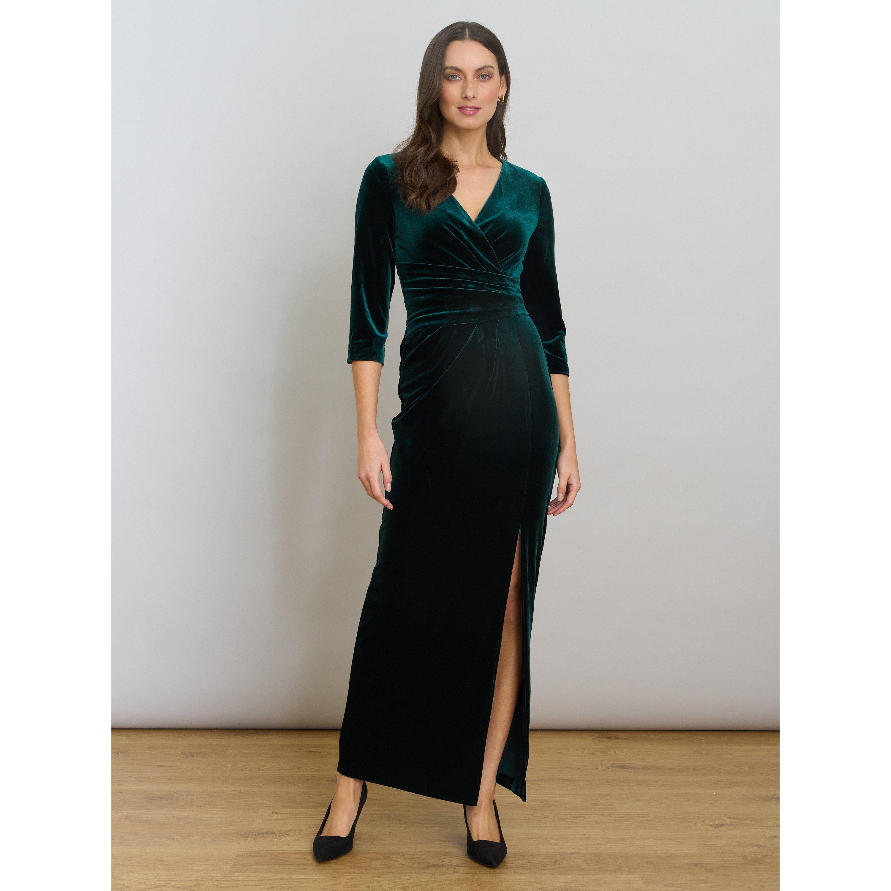 Forest - Gina Bacconi - Sissi Velvet Wrap Maxi Dress - 3
