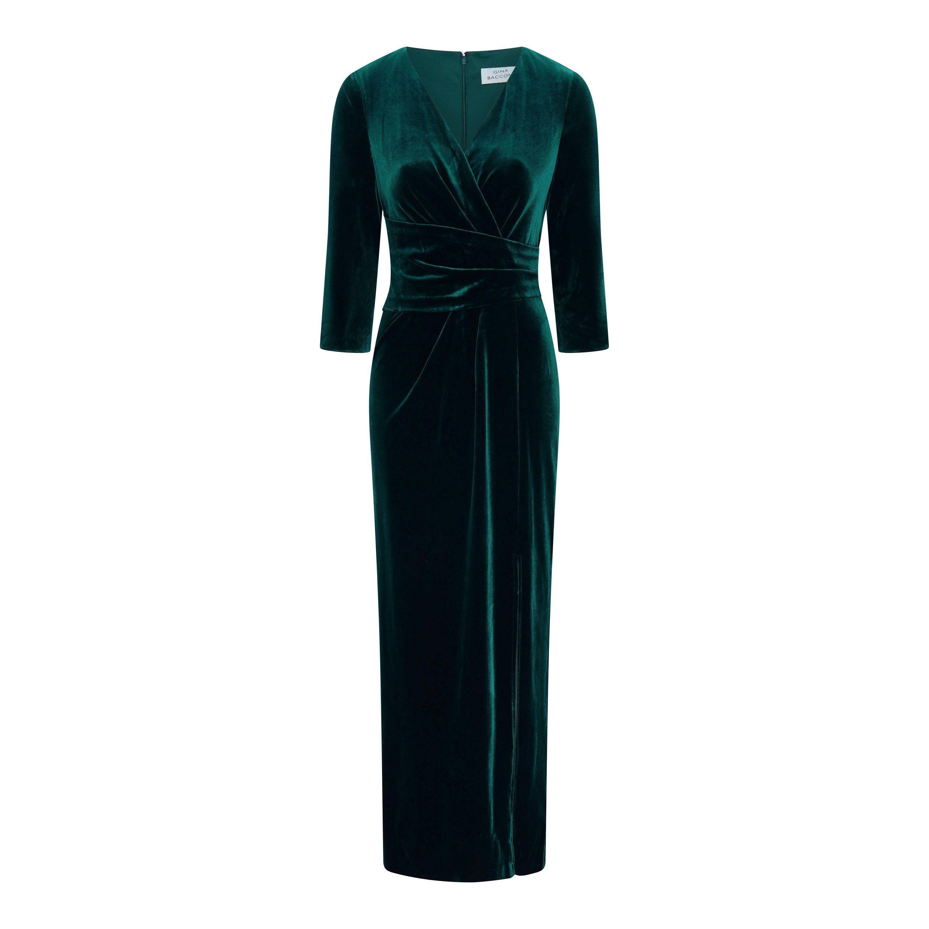 Forest - Gina Bacconi - Sissi Velvet Wrap Maxi Dress - 4