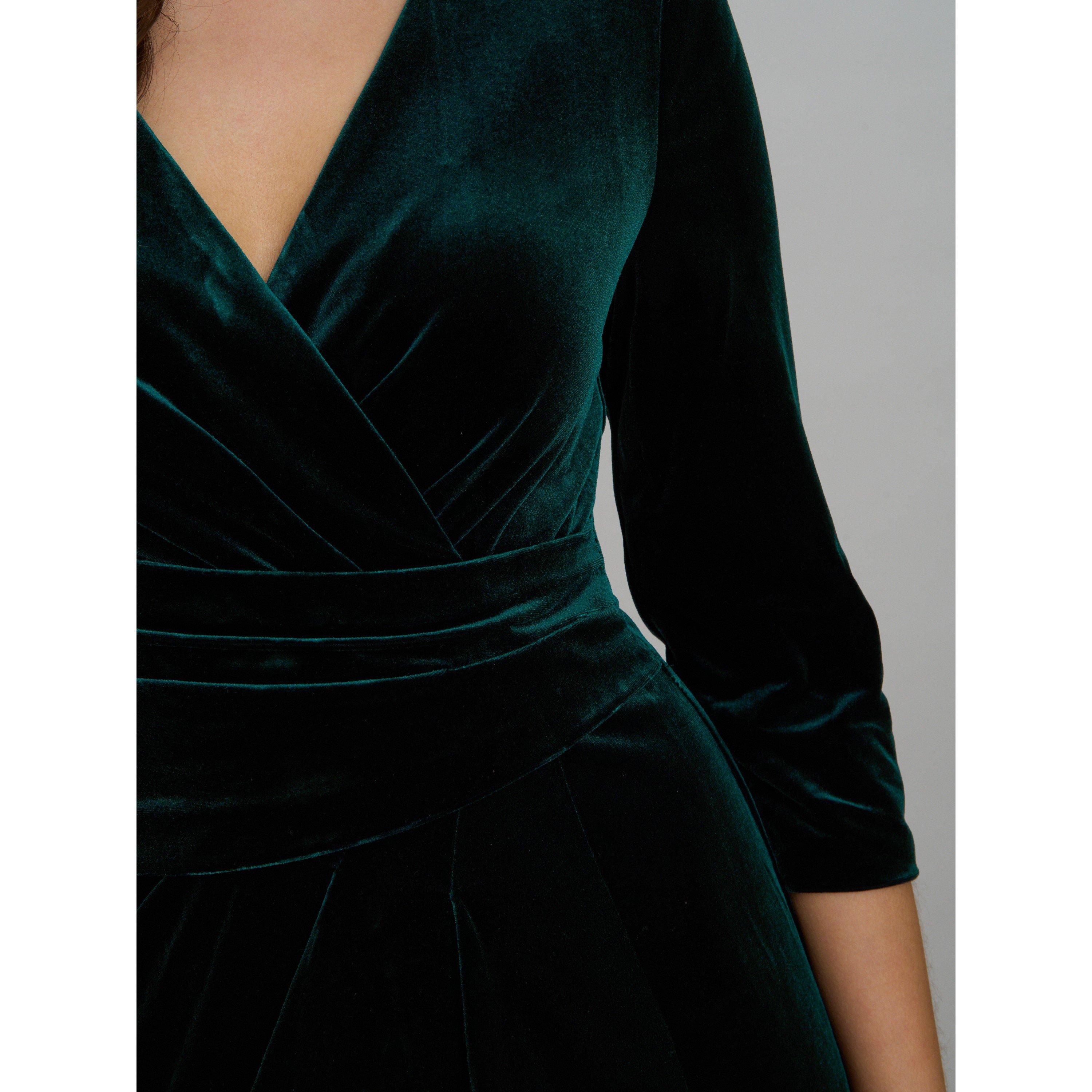 Forest - Gina Bacconi - Sissi Velvet Wrap Maxi Dress - 5