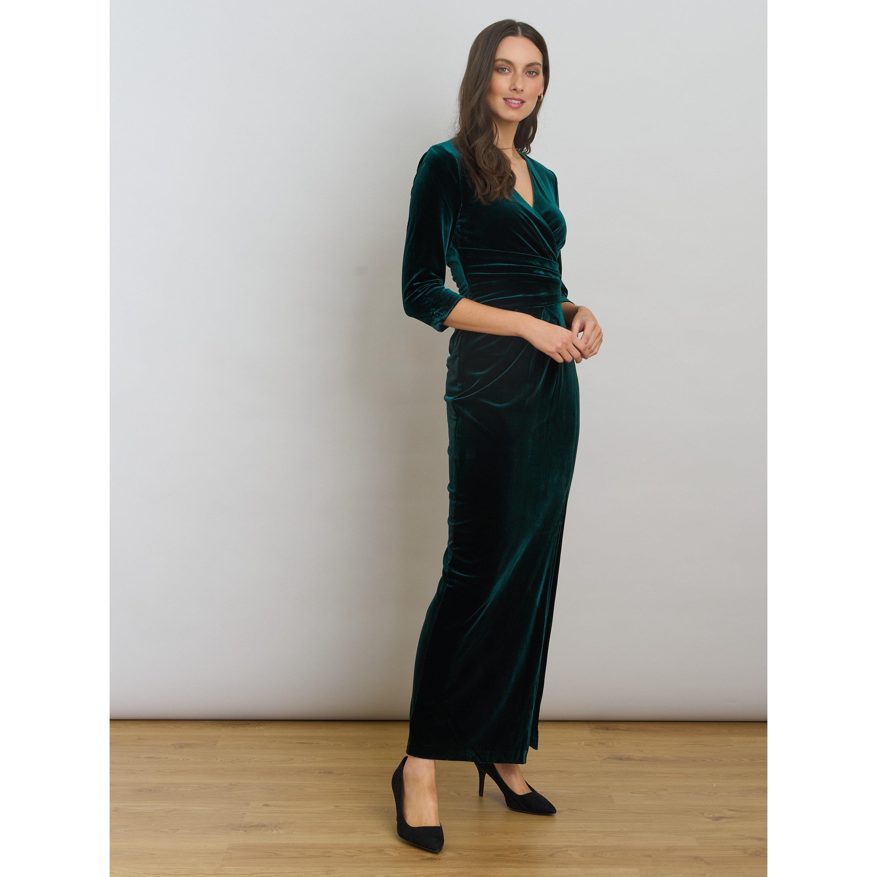 Forest - Gina Bacconi - Sissi Velvet Wrap Maxi Dress - 6