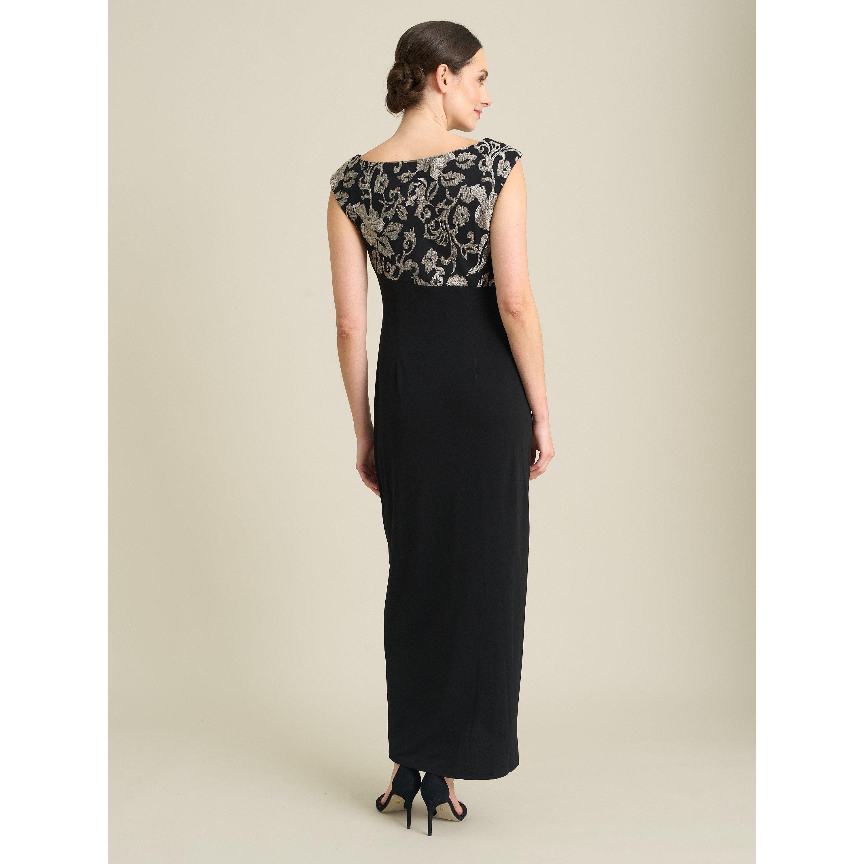 Black / Gold - Gina Bacconi - Jelena Draped Maxi Dress - 2