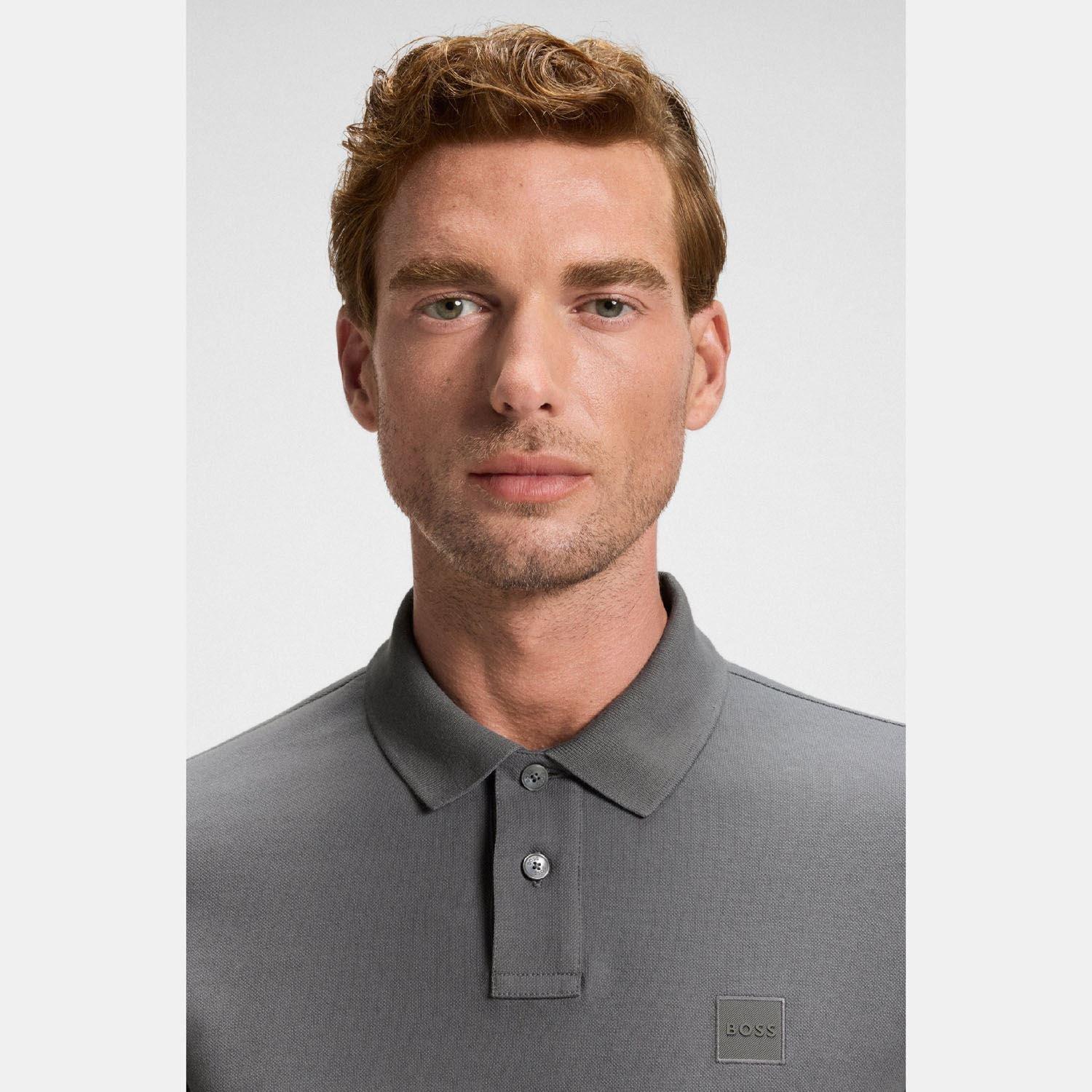 Grey - Boss - Passerby Slim Fit Long Sleeve Polo Shirt - 3