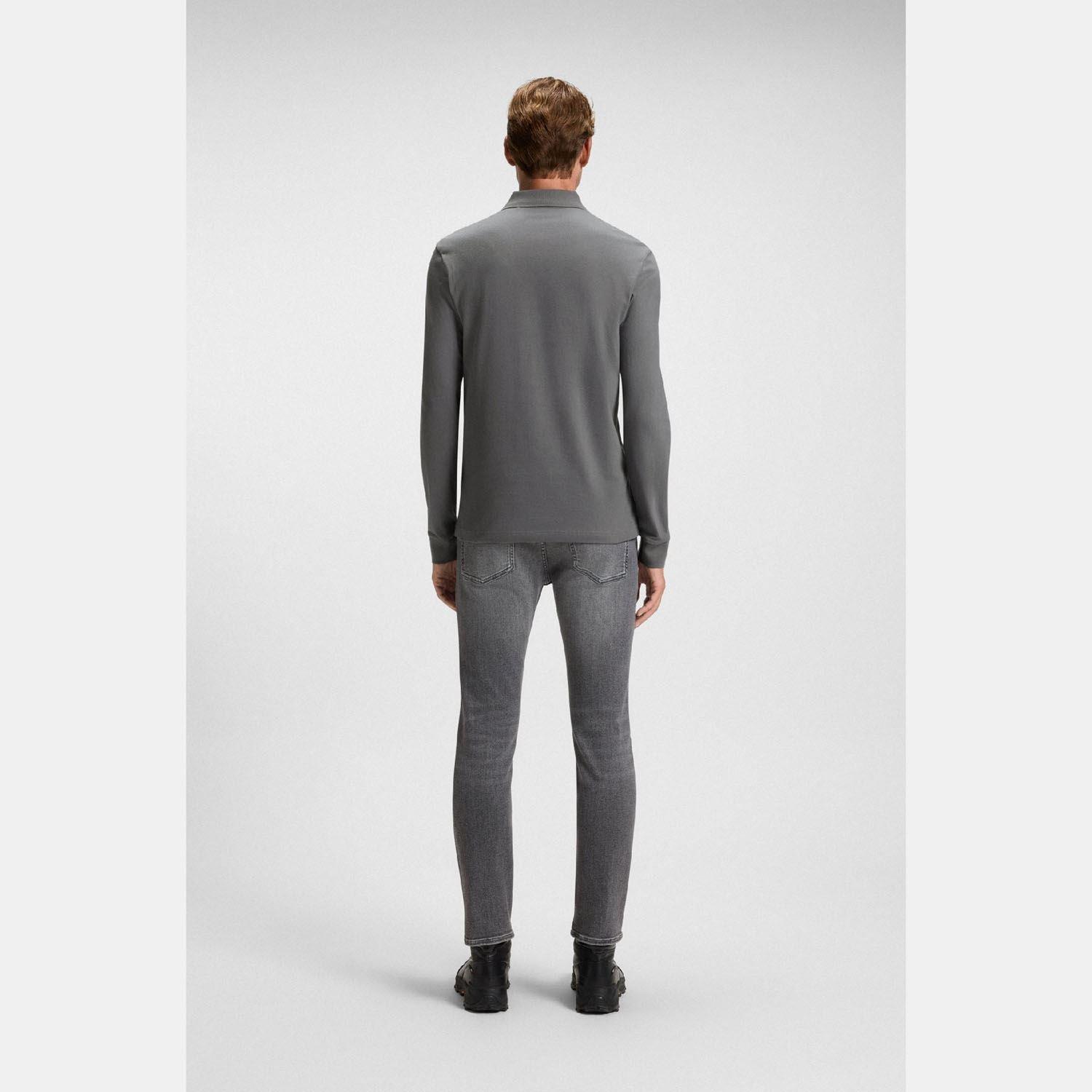 Grey - Boss - Passerby Slim Fit Long Sleeve Polo Shirt - 5