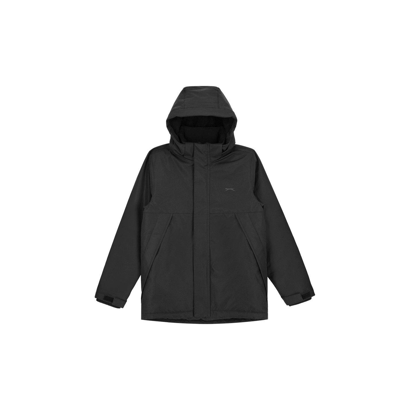 Black - Slazenger - Kids' Weather Water Resistant Hooded Puffer Jacket - 1