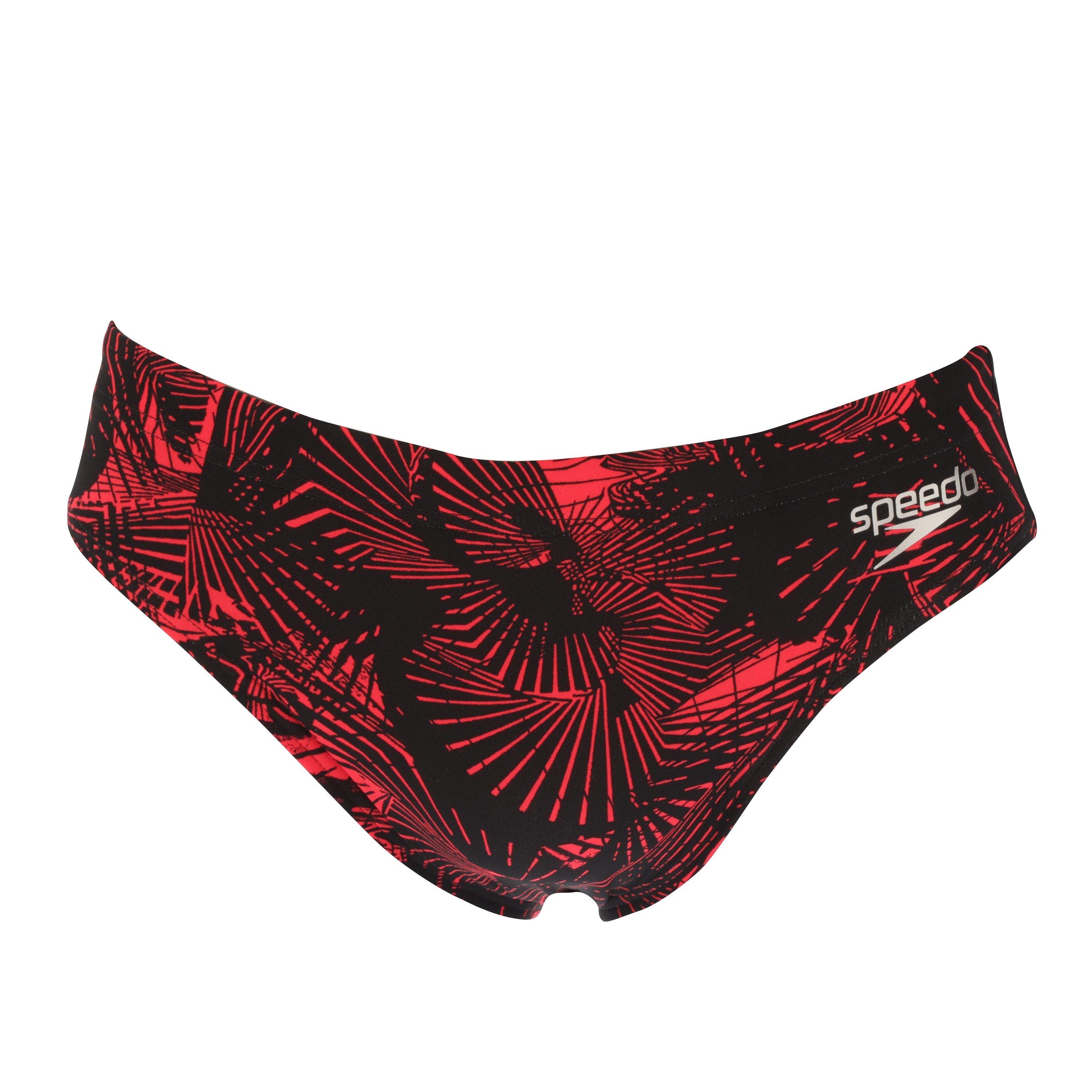 Black Red - Speedo - Allover 7cm Swim Briefs - 1