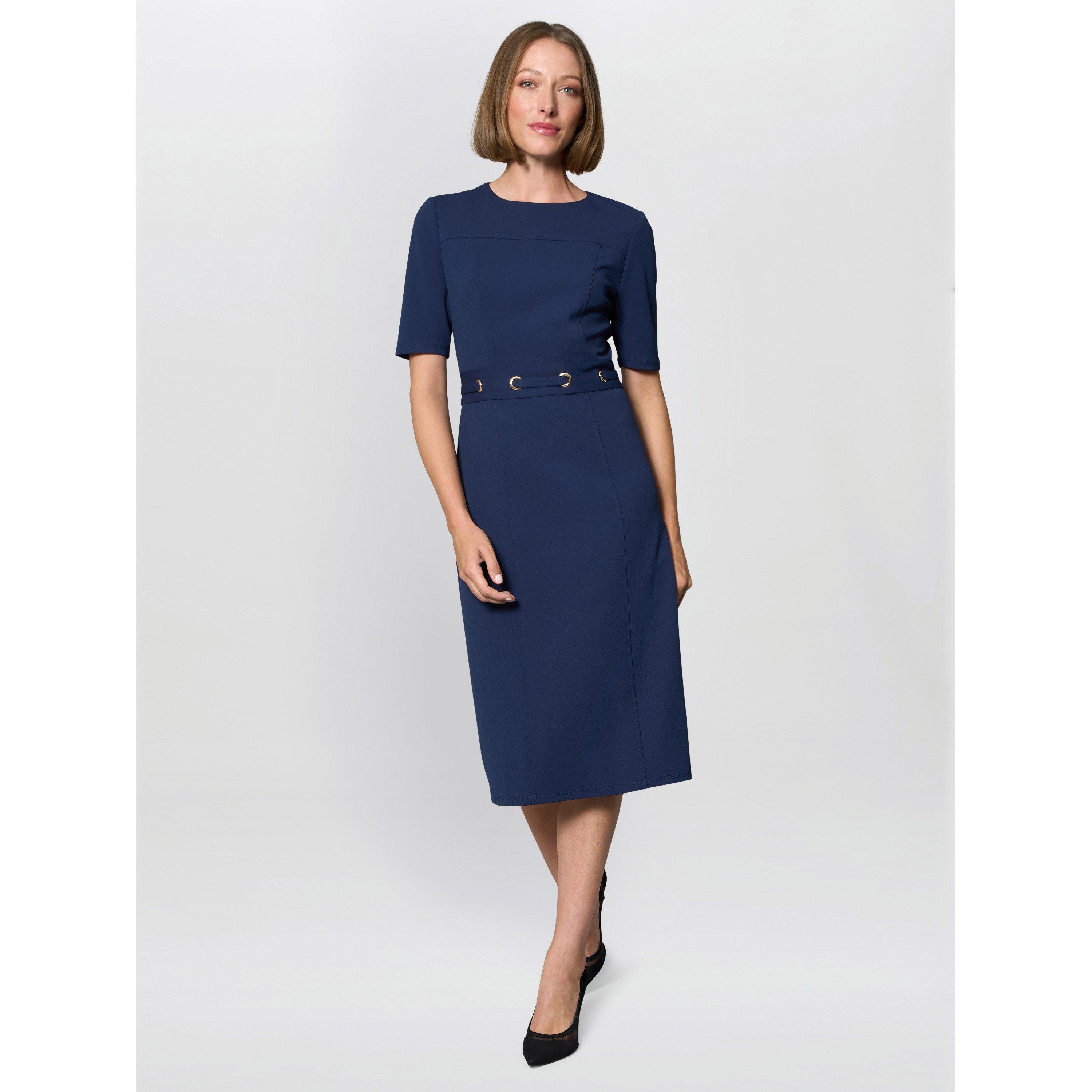 Navy - Gina Bacconi - Everley Tailored Belted Dress - 6