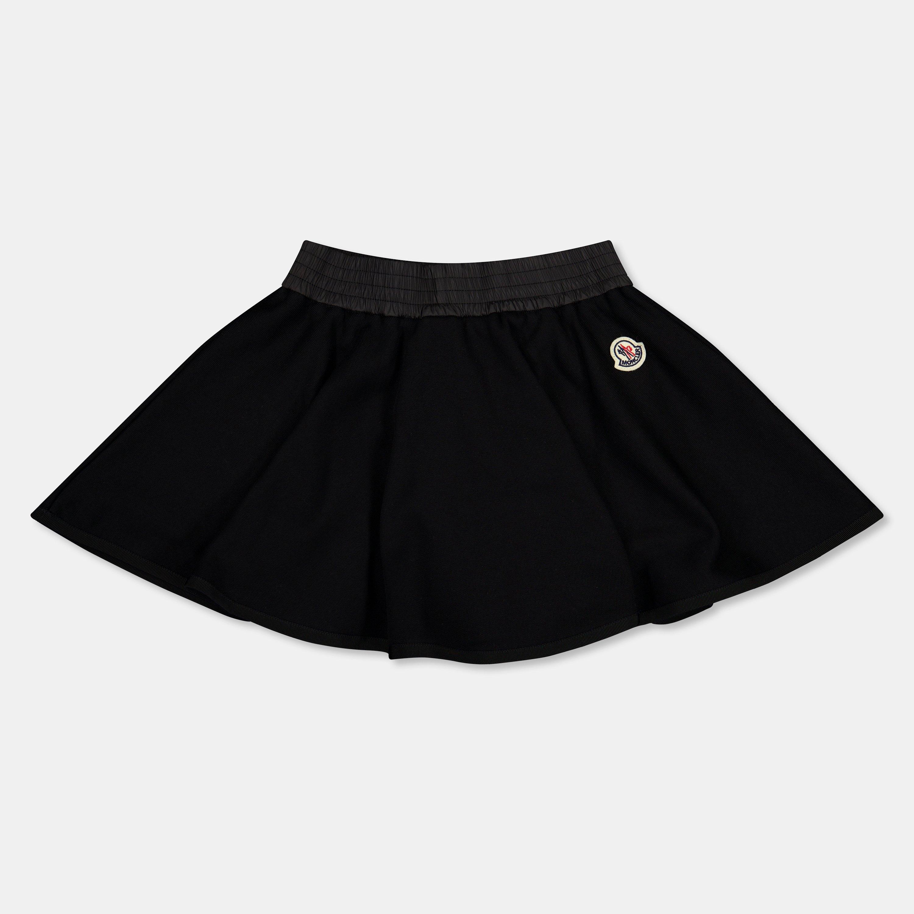 Moncler Kids' Logo Flared Elasticated Waistband Skater Skirt - Black 999 - Size 4Y