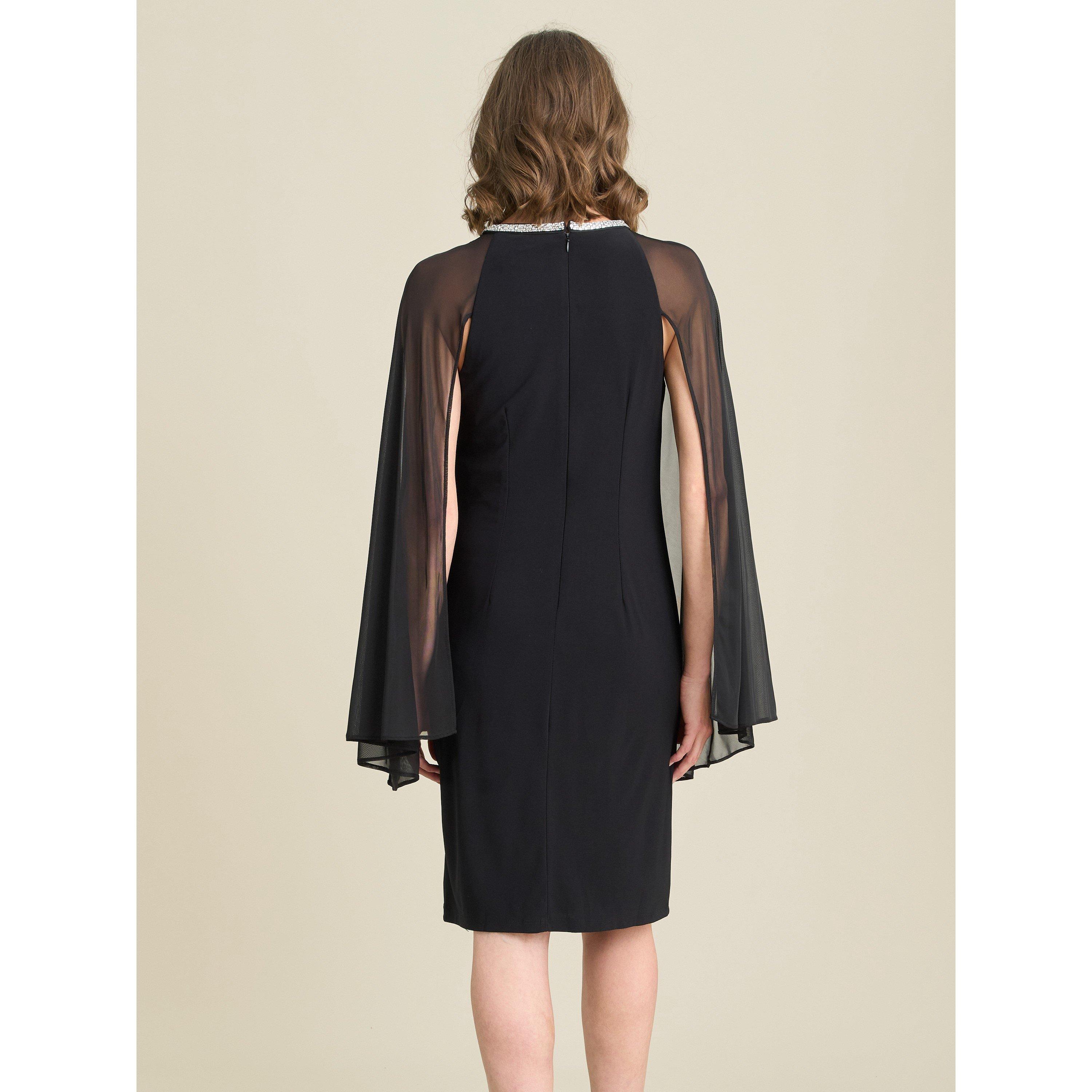 Black - Gina Bacconi - Shyla Sheer Sleeve & Crystal Trim Dress - 2
