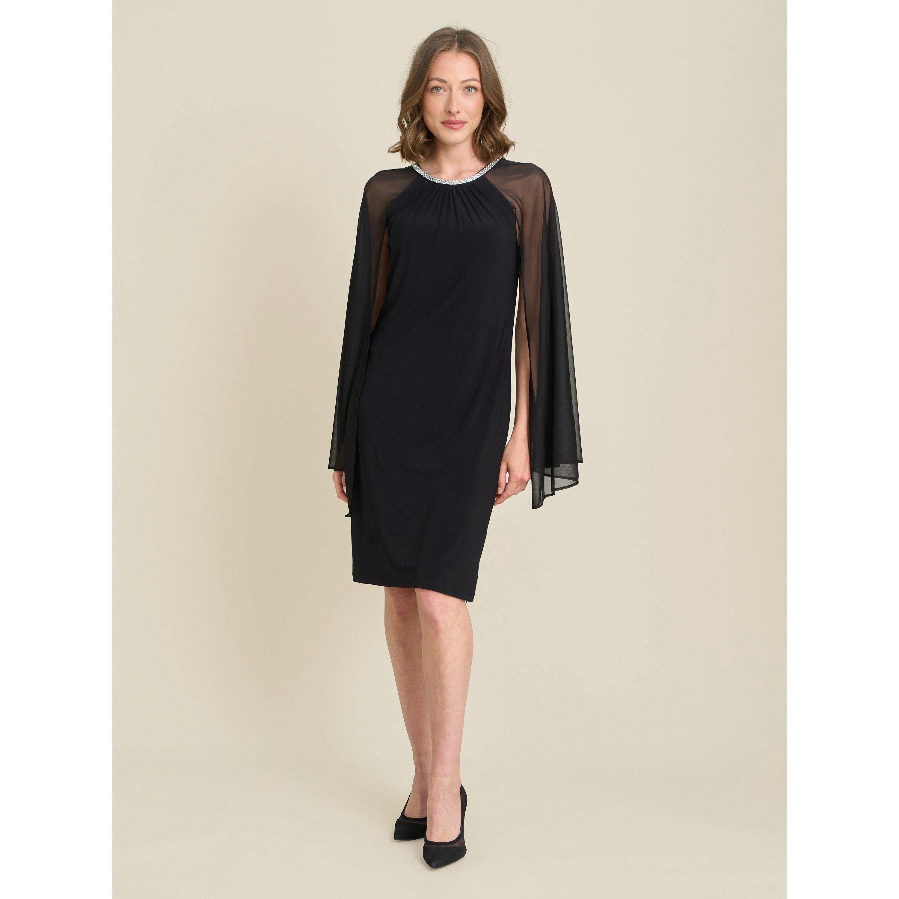Black - Gina Bacconi - Shyla Sheer Sleeve & Crystal Trim Dress - 3