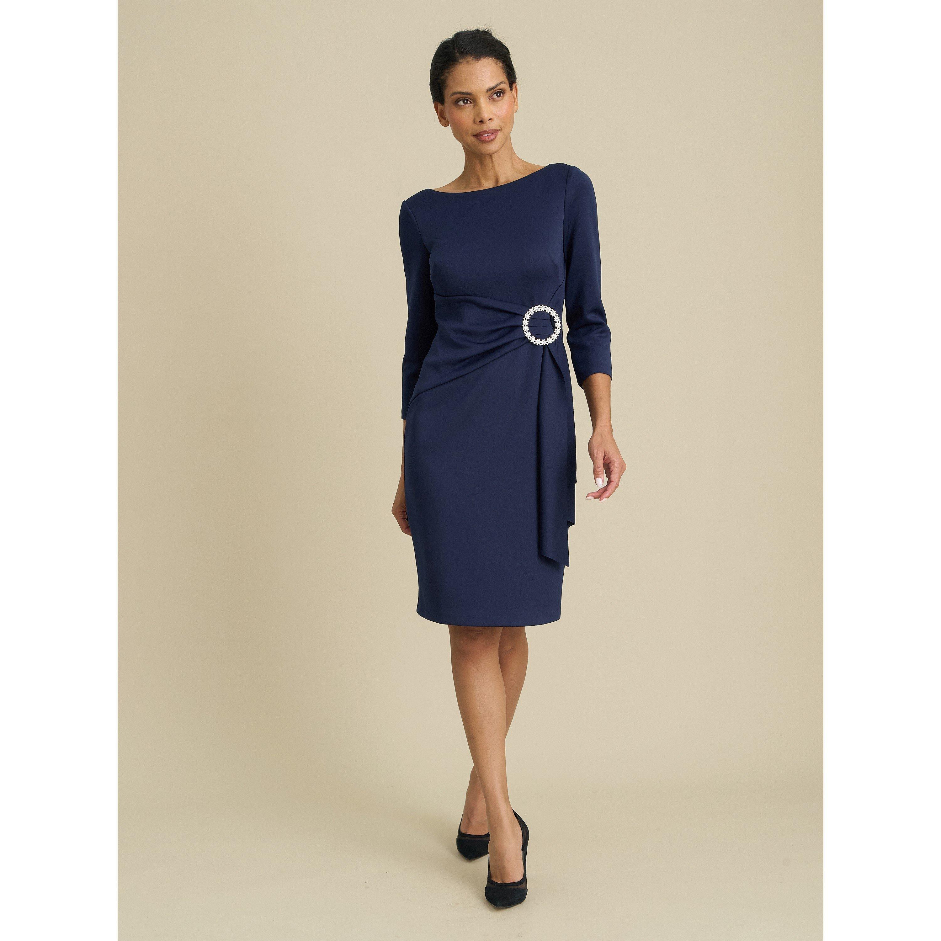 Navy - Gina Bacconi - Robi Embellished Waist Dress - 3