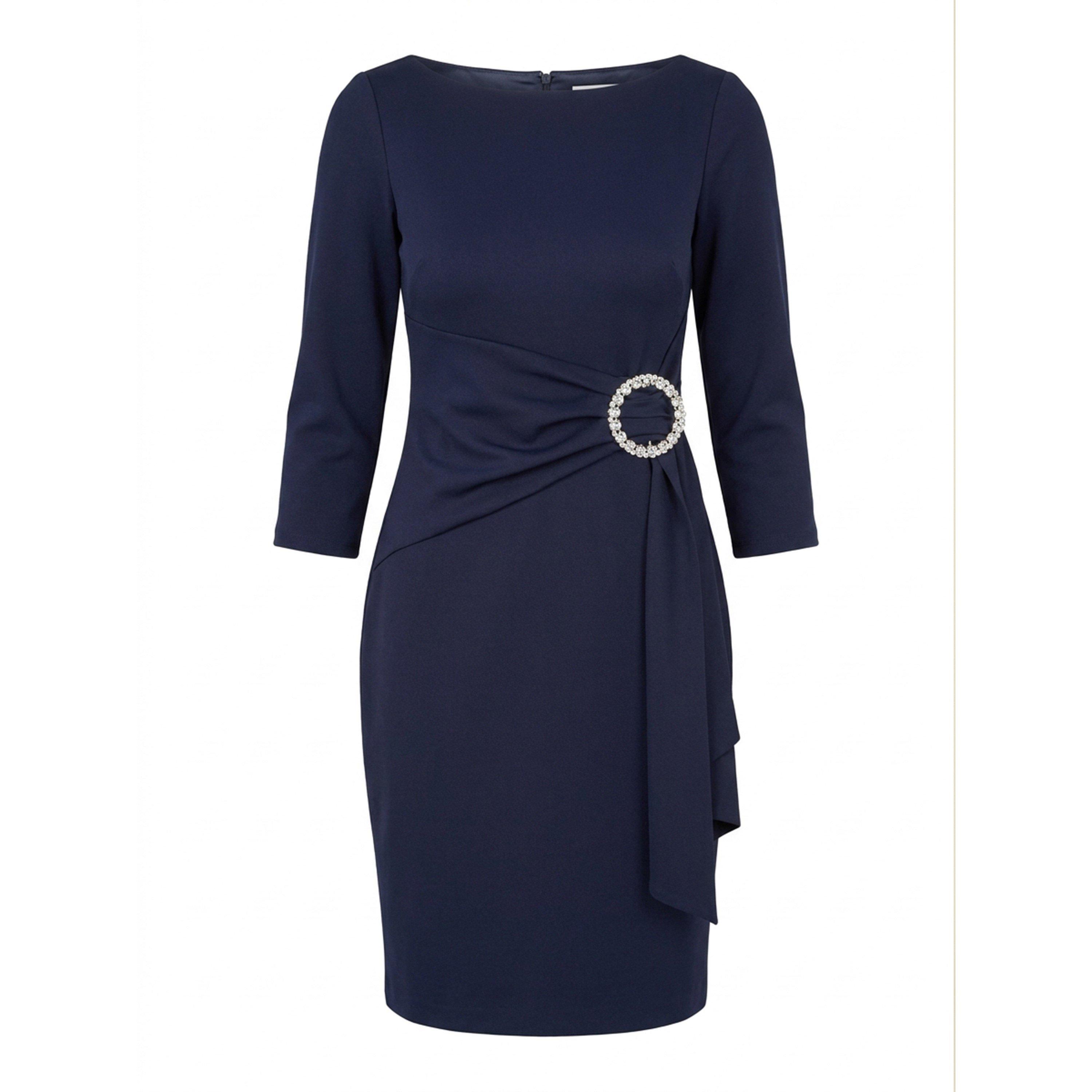 Navy - Gina Bacconi - Robi Embellished Waist Dress - 4
