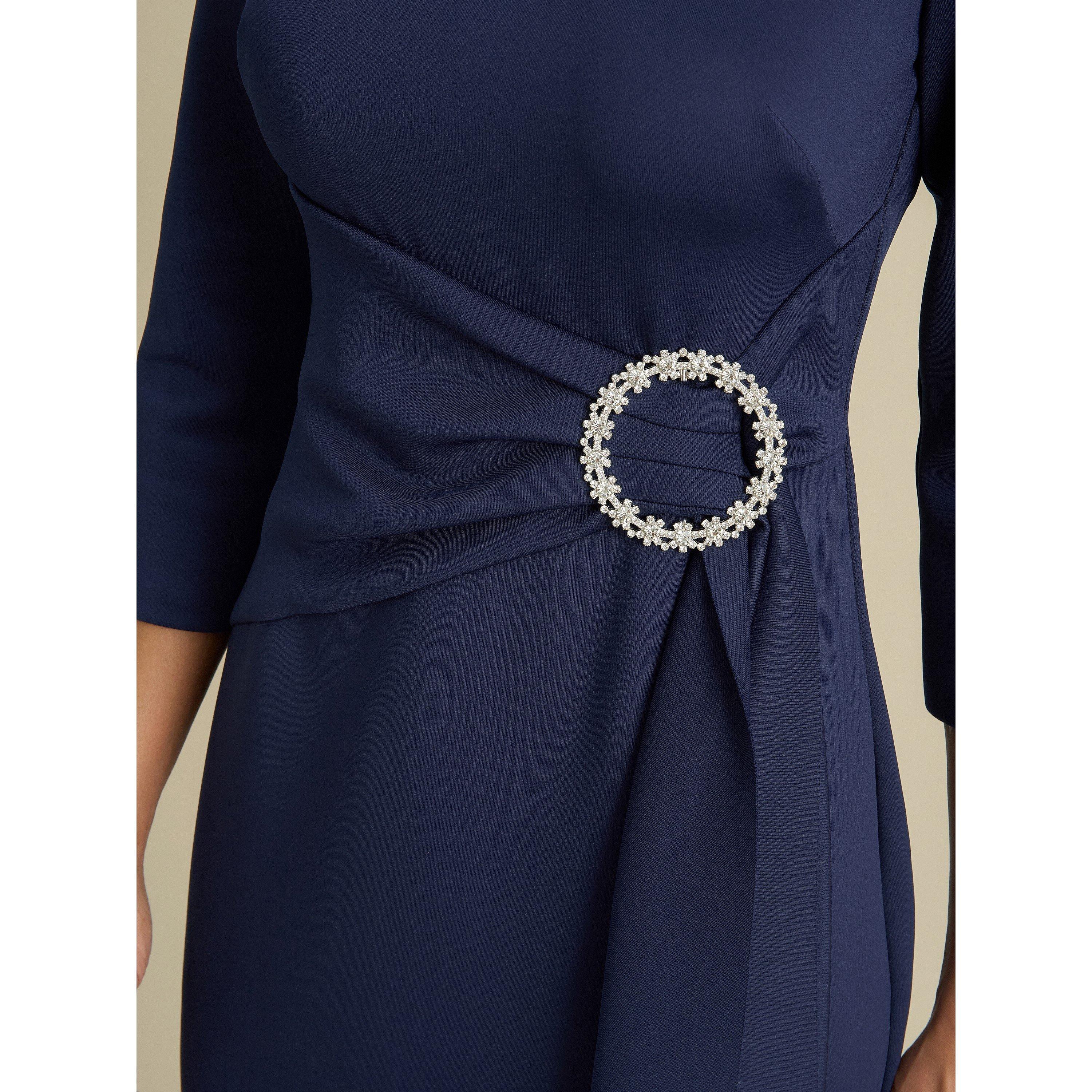Navy - Gina Bacconi - Robi Embellished Waist Dress - 5