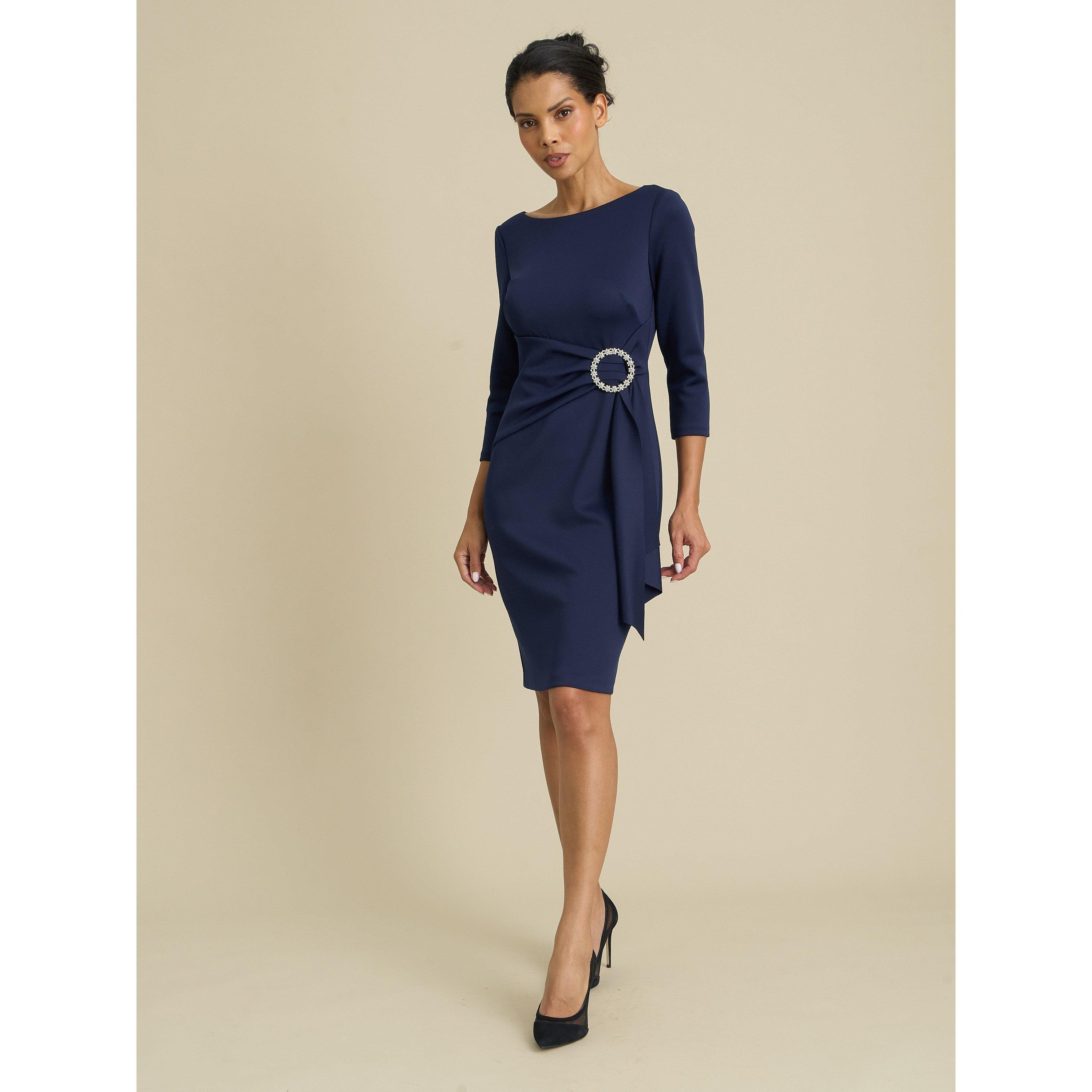 Navy - Gina Bacconi - Robi Embellished Waist Dress - 6