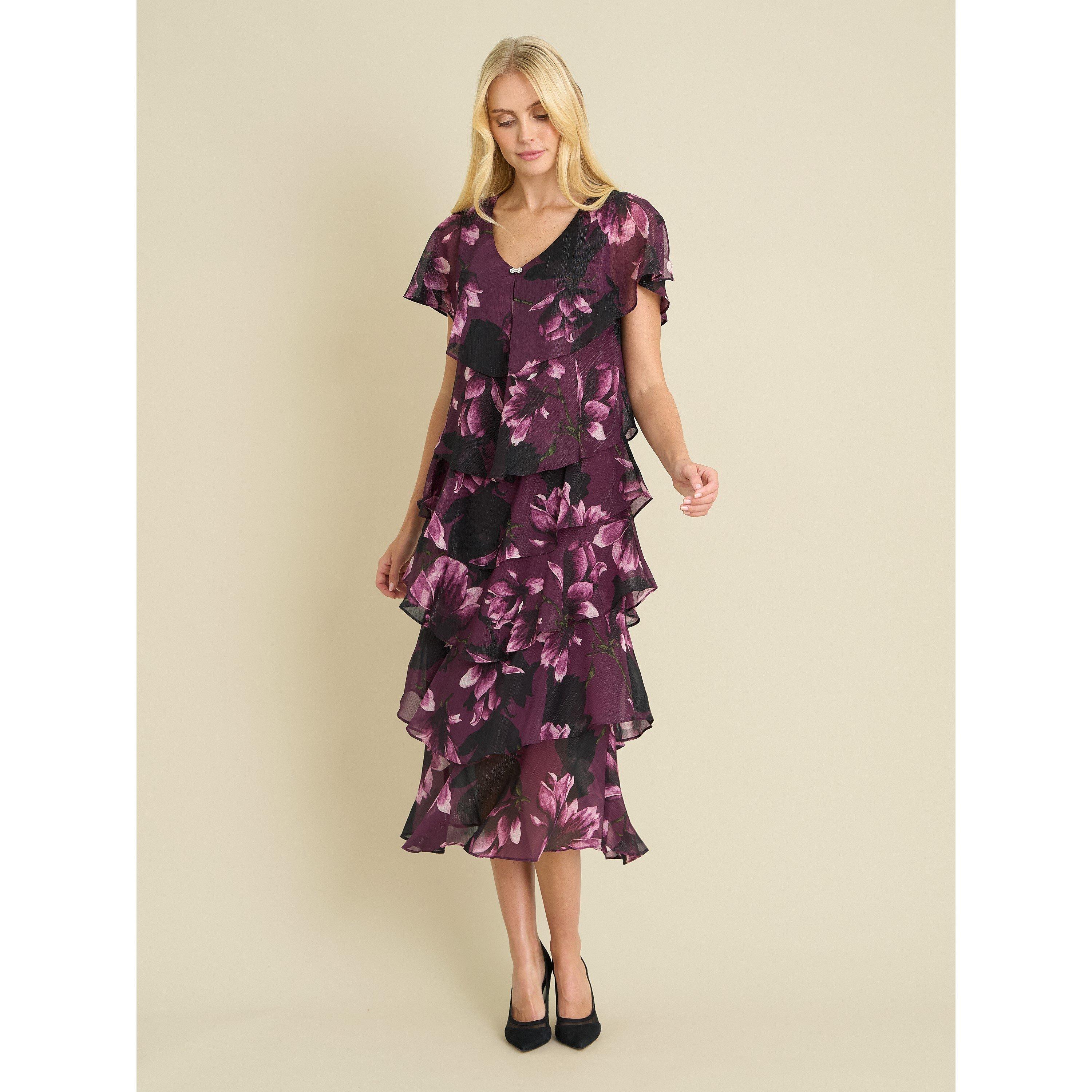 Plum - Gina Bacconi - Liliana Midi Tiered Dress - 6