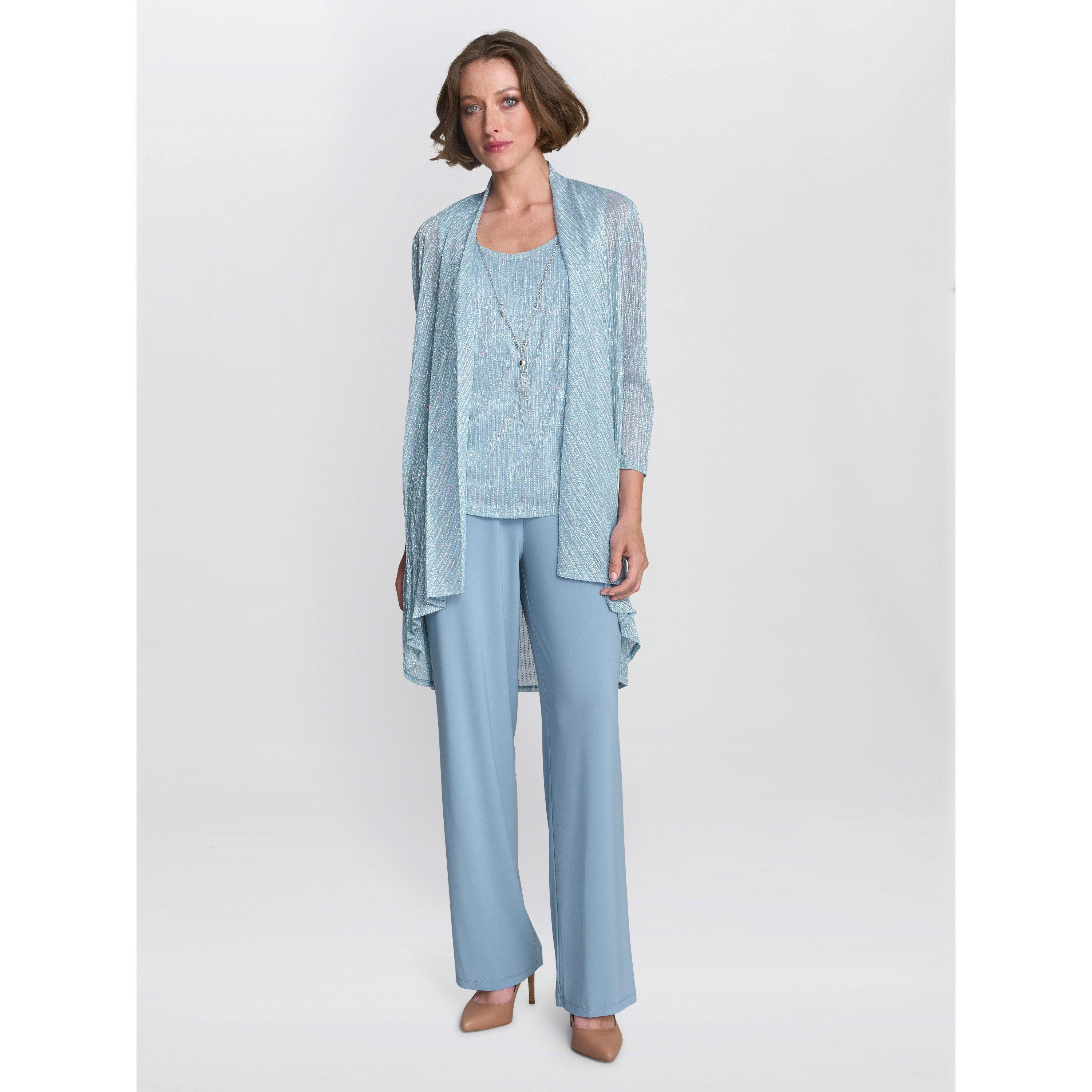 Blue - Gina Bacconi - Tina Three Piece Metallic Trouser Suit - 2