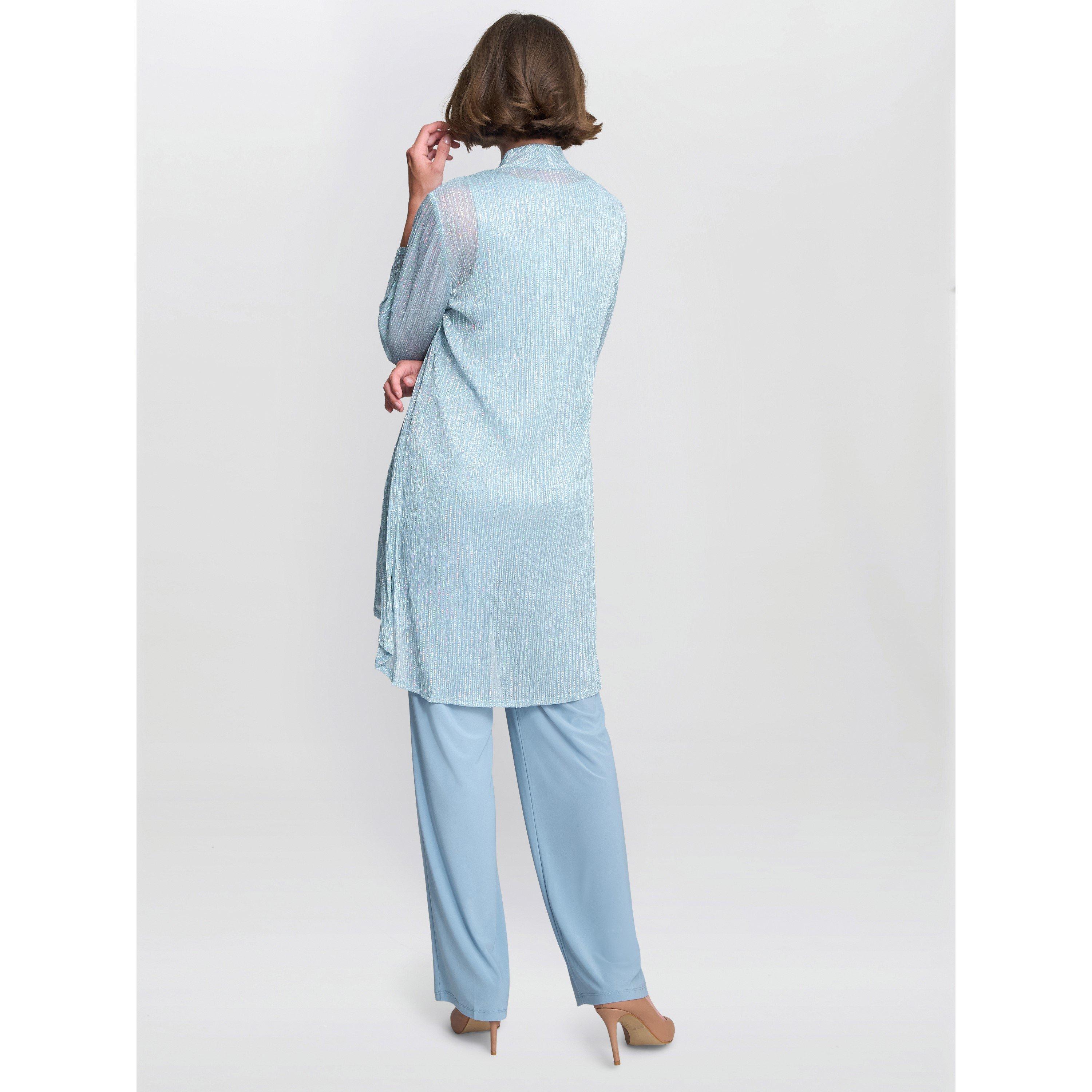 Blue - Gina Bacconi - Tina Three Piece Metallic Trouser Suit - 3