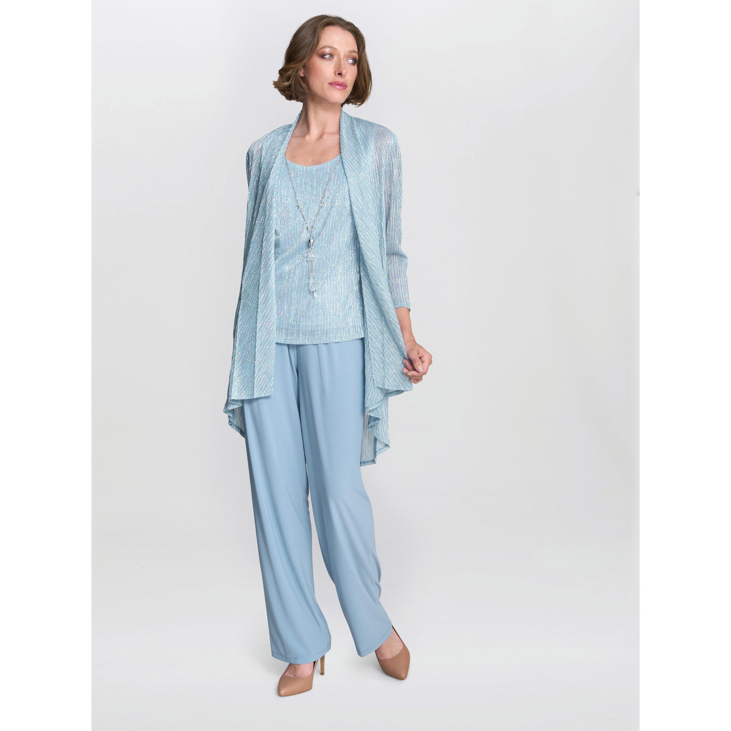Blue - Gina Bacconi - Tina Three Piece Metallic Trouser Suit - 4