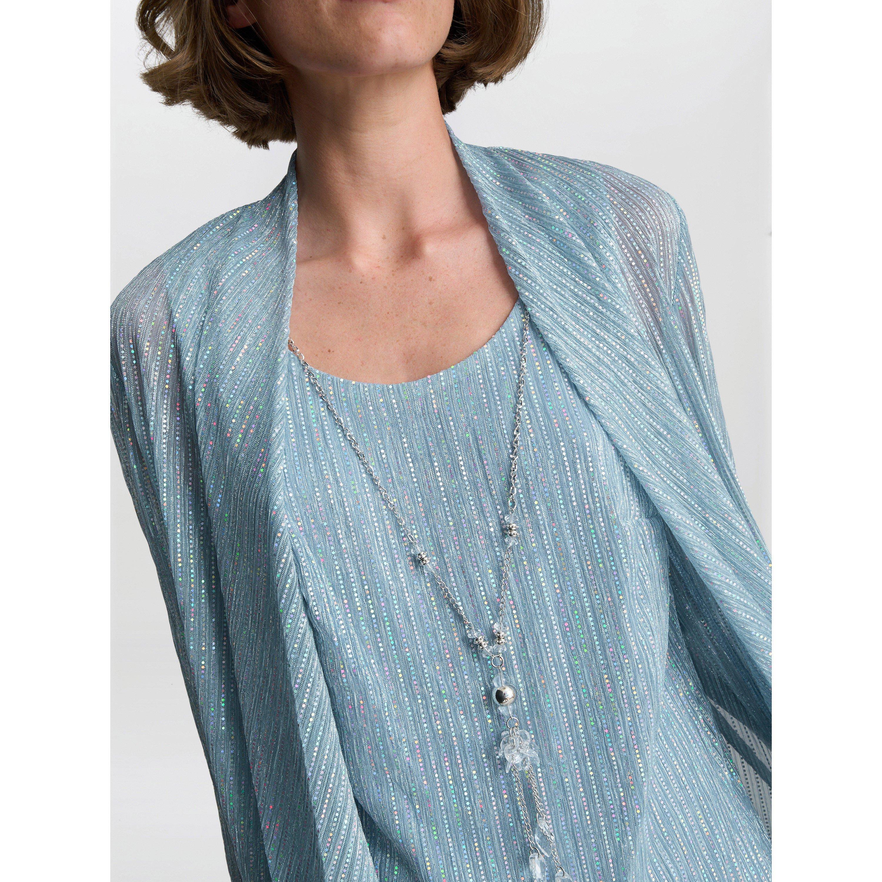 Blue - Gina Bacconi - Tina Three Piece Metallic Trouser Suit - 5