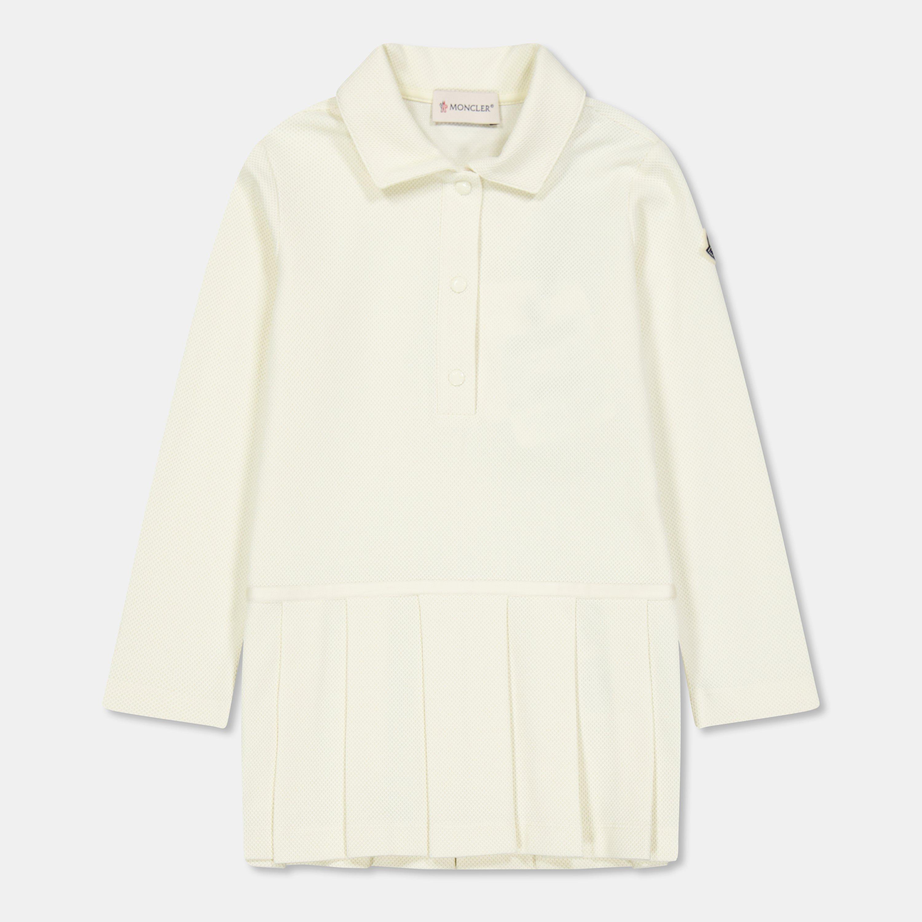 Moncler Kids' Polo Collar Button Placket Polo Dress - Cream 050 - Size 6Y