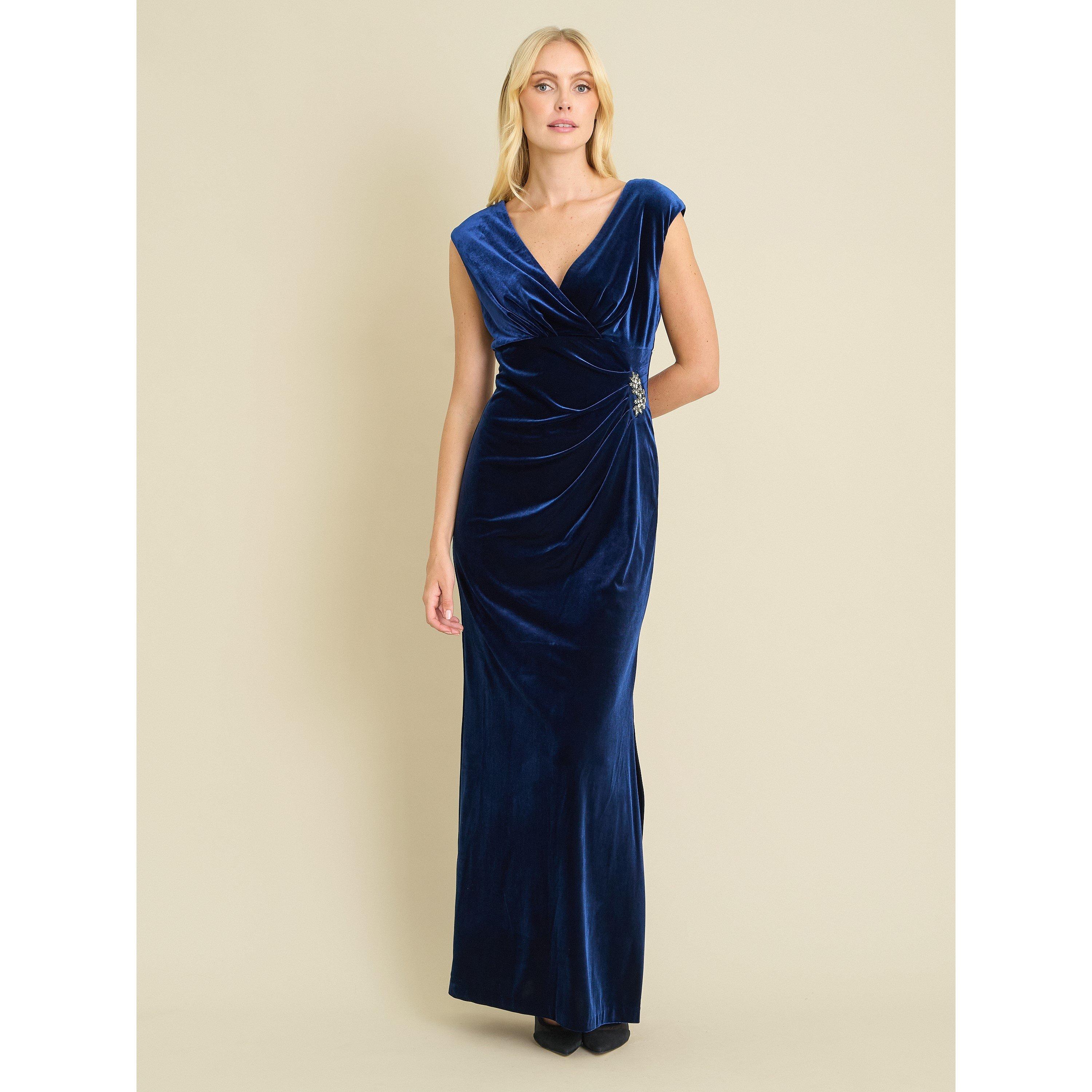 Navy - Gina Bacconi - Sascha Velvet Maxi Dress - 1