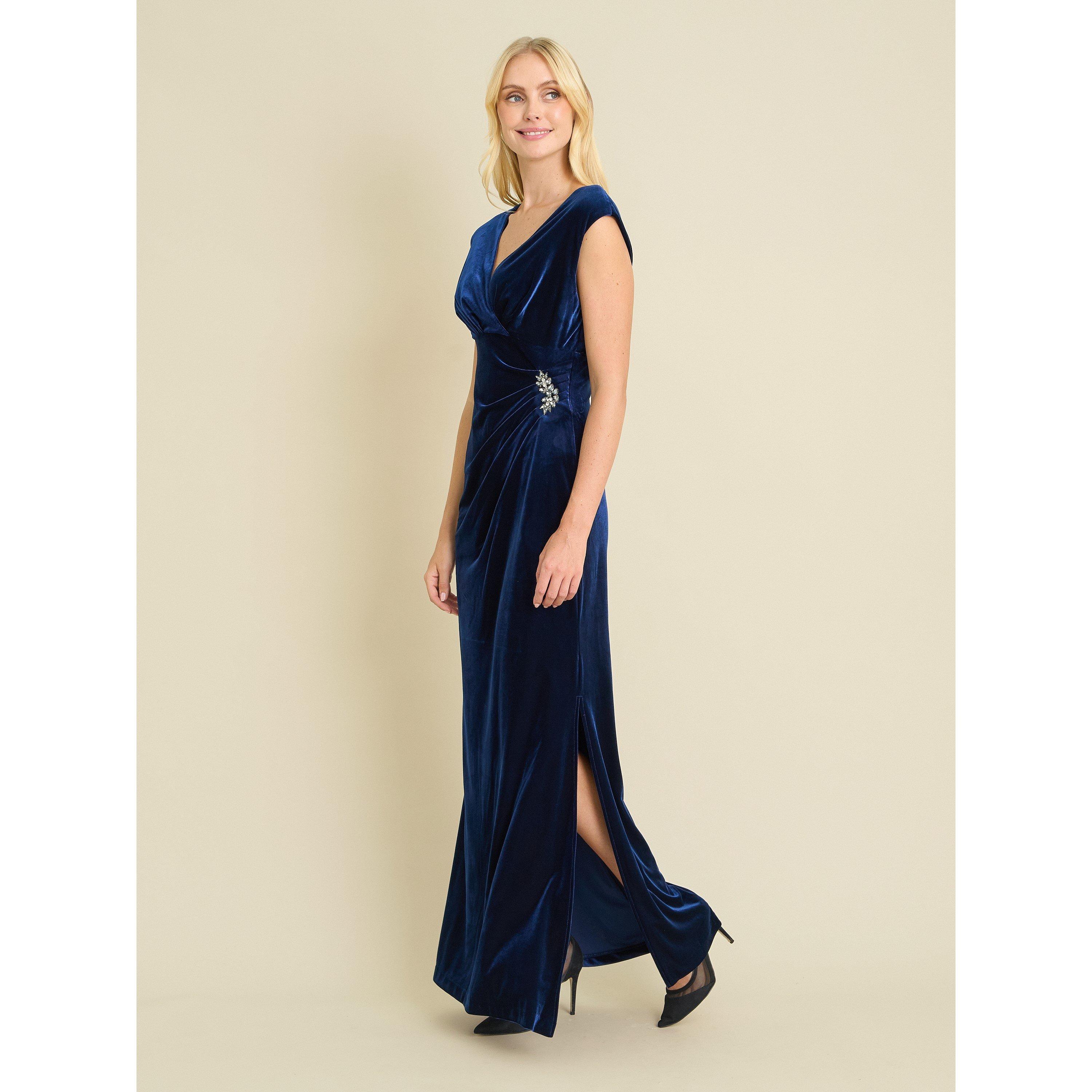 Navy - Gina Bacconi - Sascha Velvet Maxi Dress - 3