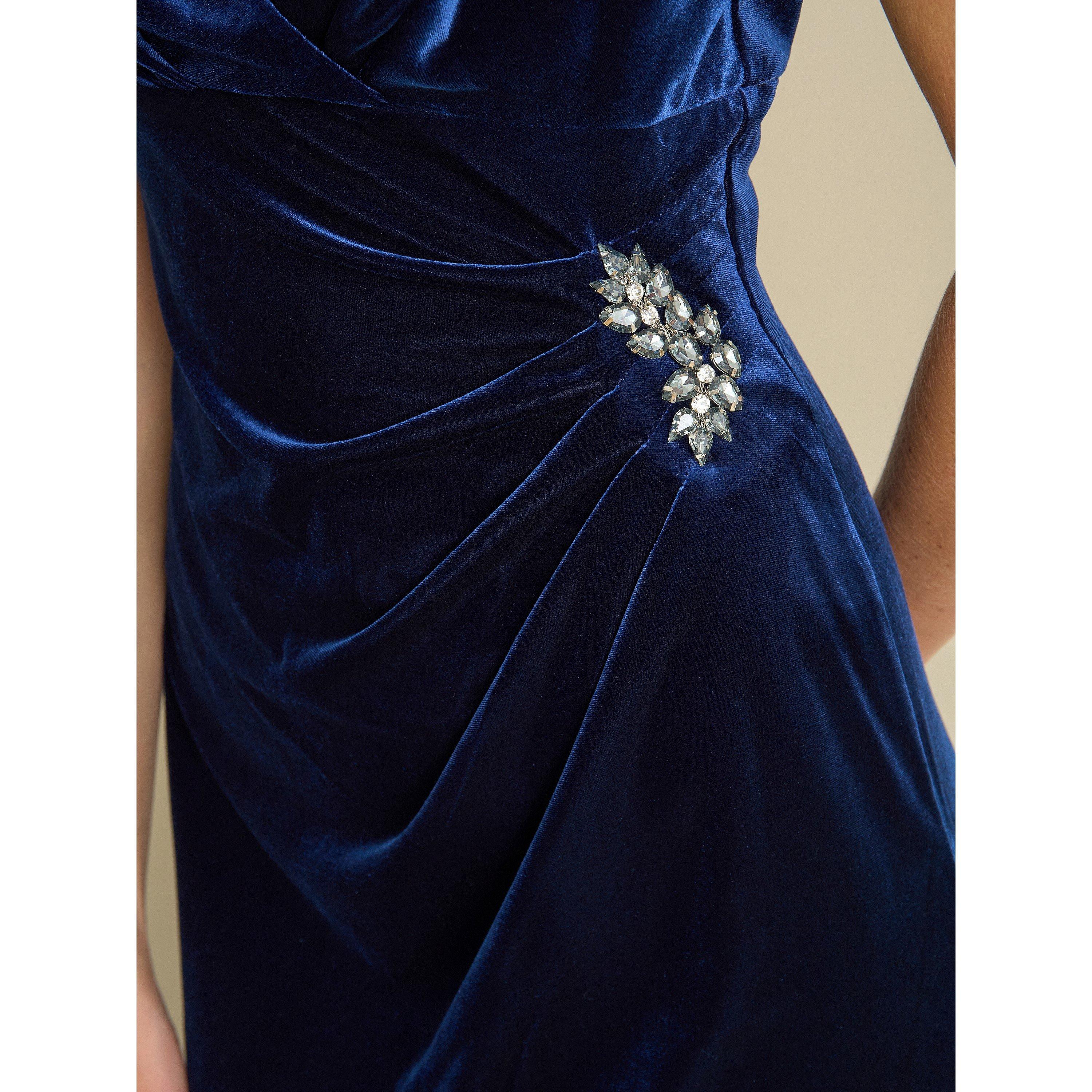 Navy - Gina Bacconi - Sascha Velvet Maxi Dress - 4