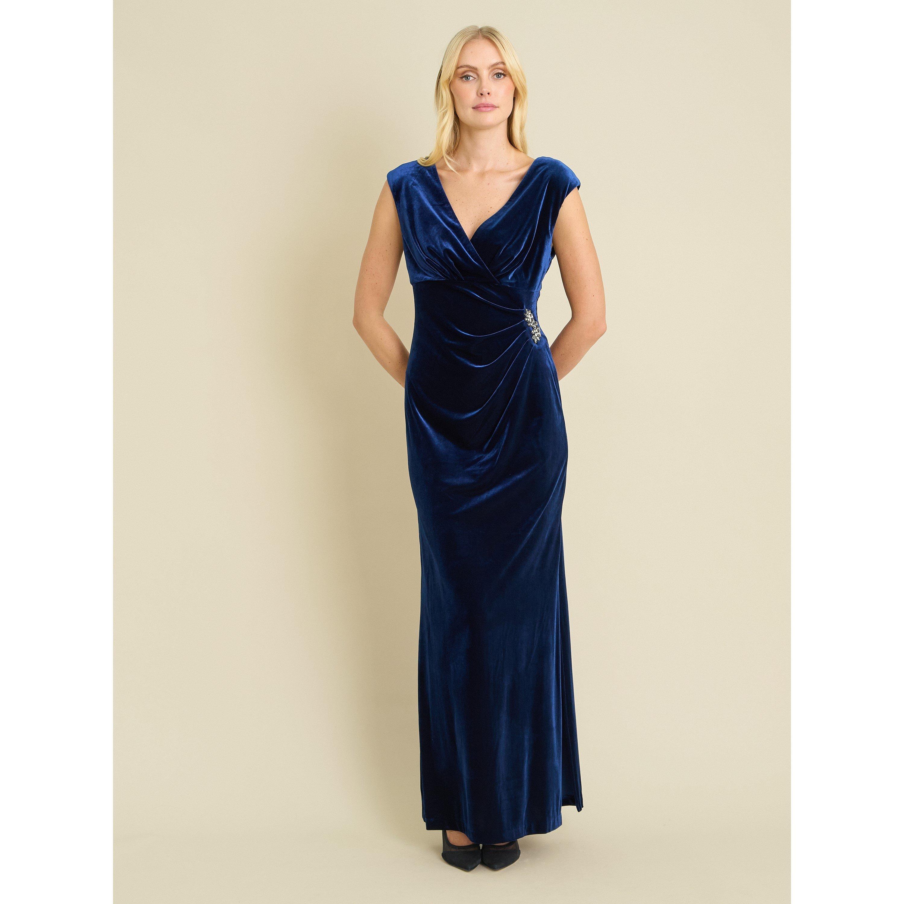 Navy - Gina Bacconi - Sascha Velvet Maxi Dress - 5
