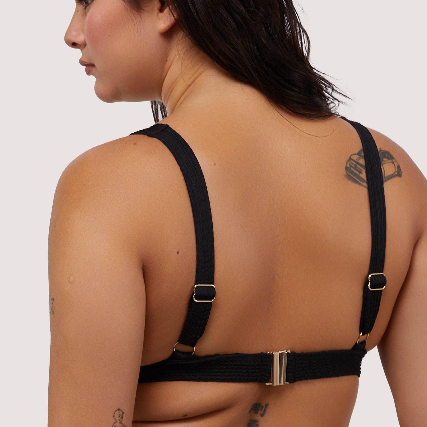Black - Wolf and Whistle - Black Textured Non Wired Plunge Bikini Top - 2