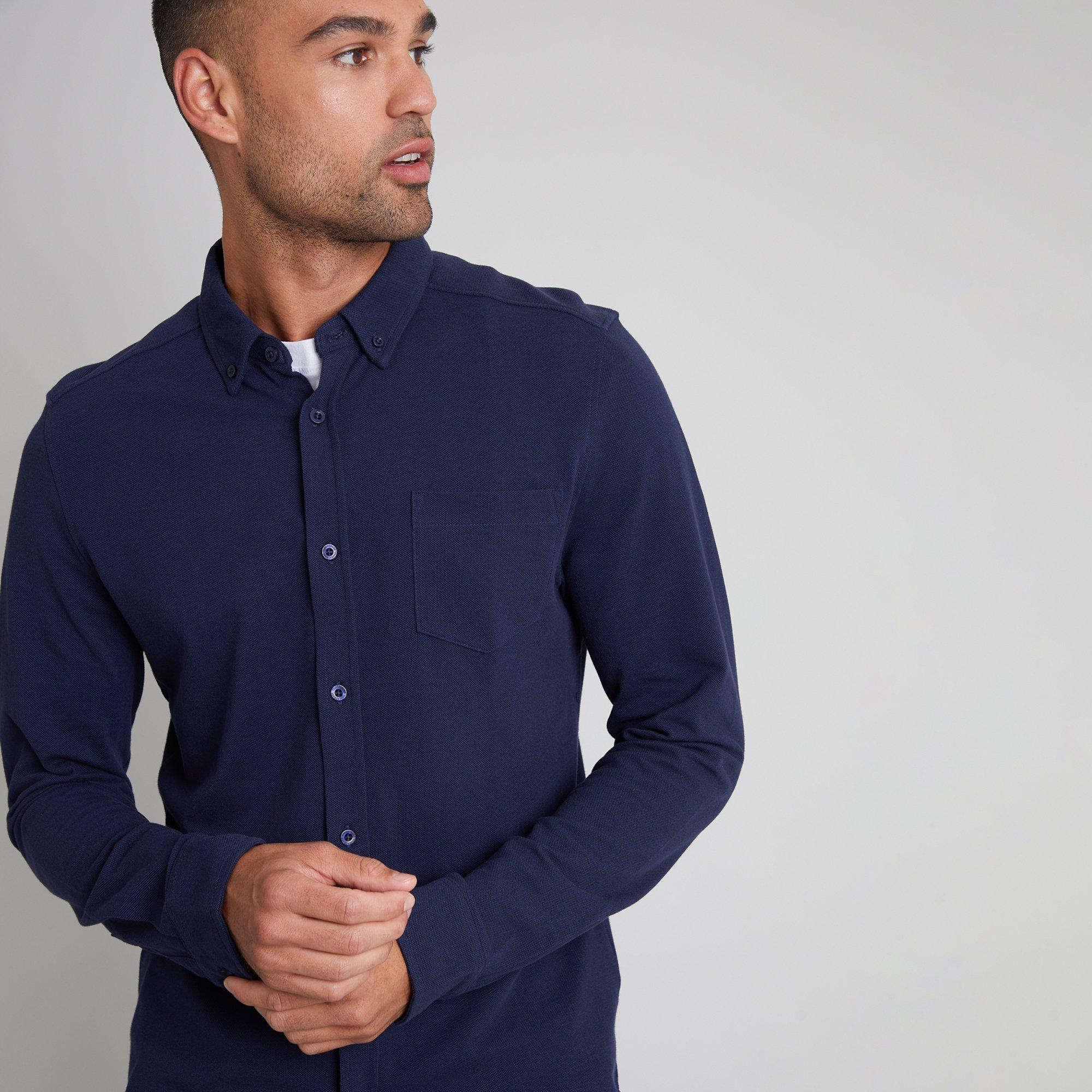 Navy - Threadbare - 2- Pack Cotton Pique Jersey Long Sleeve Shirts - 5