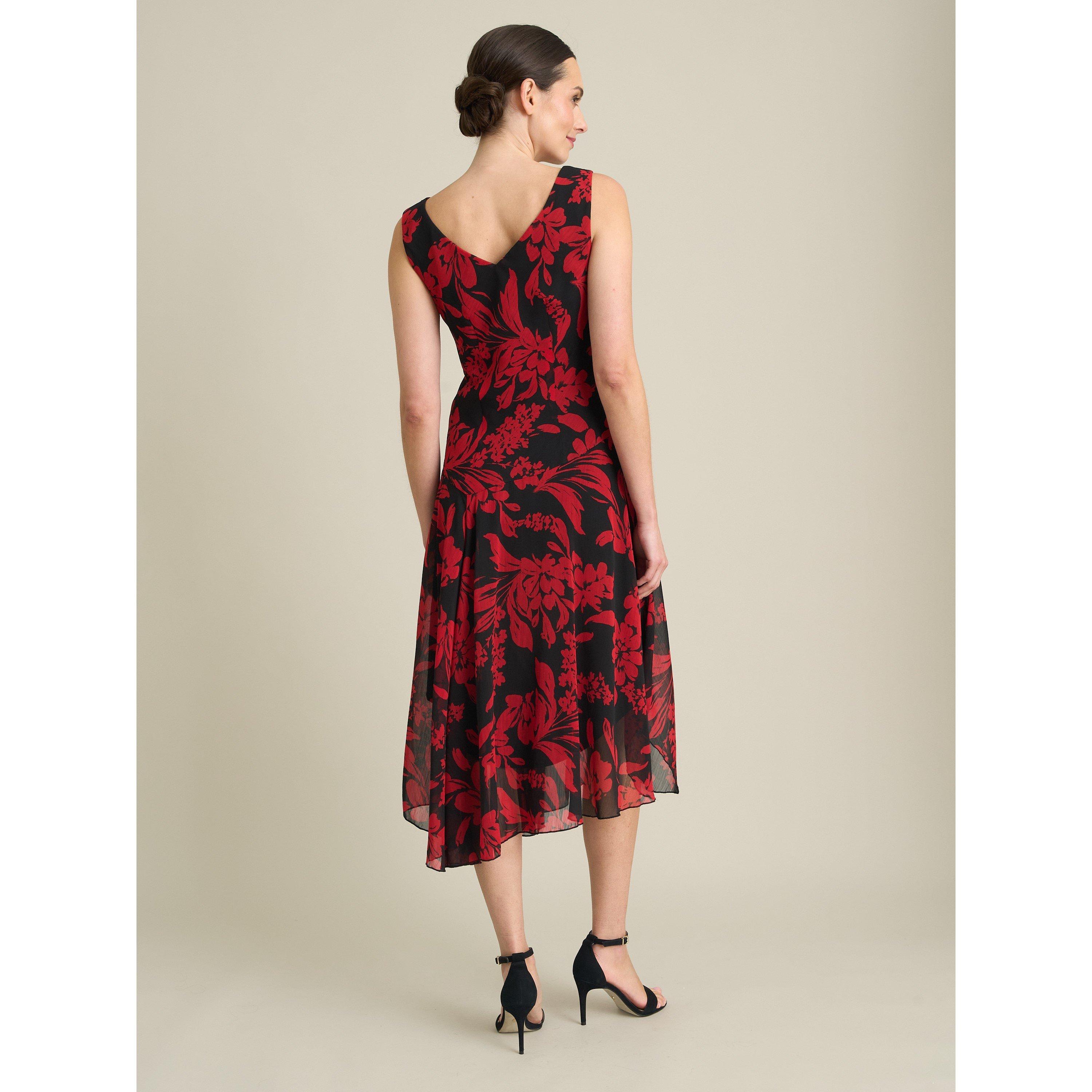 Black / Red - Gina Bacconi - Janey Floral Midi Dress - 2