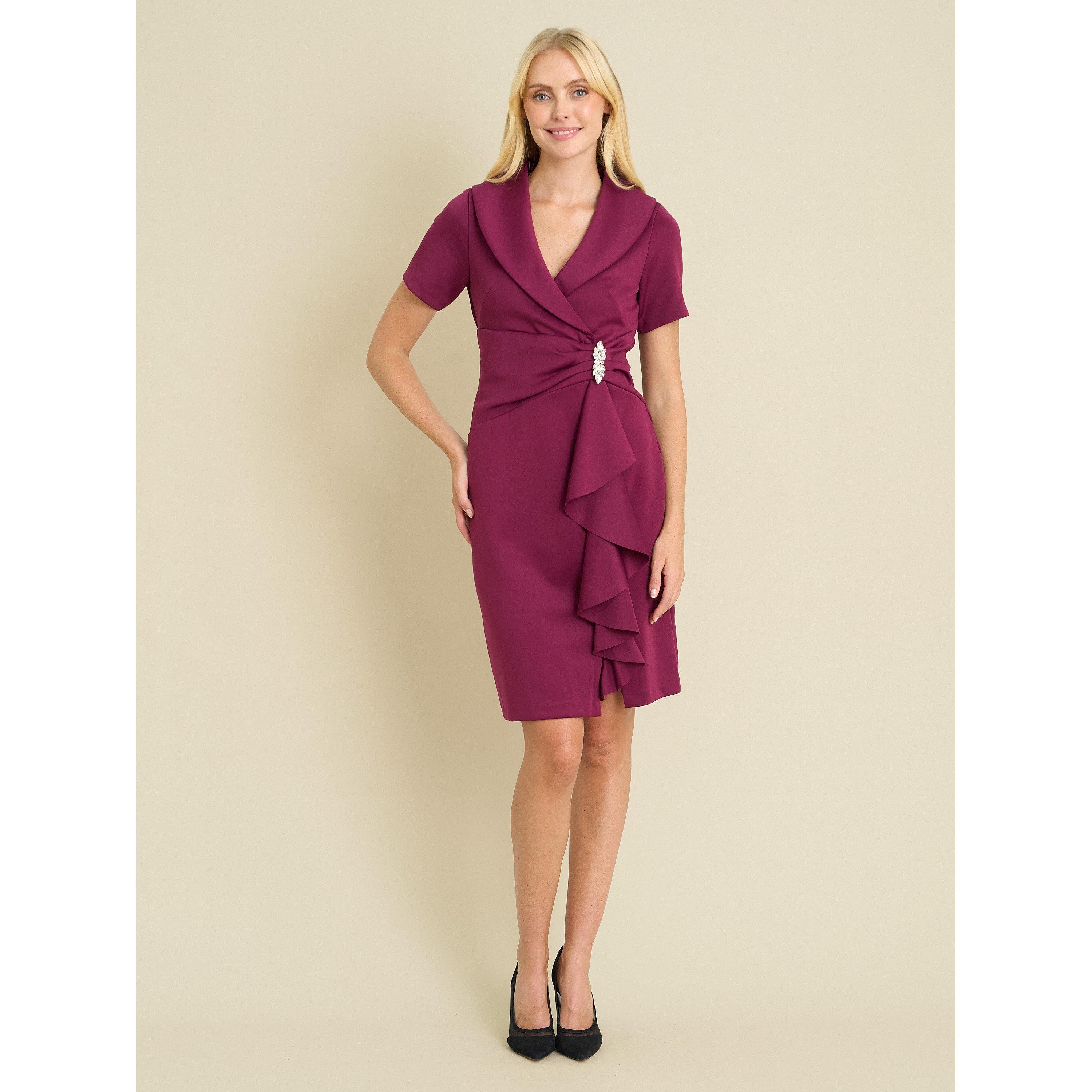 Wine - Gina Bacconi - Virginie Draped Wrap Dress - 1